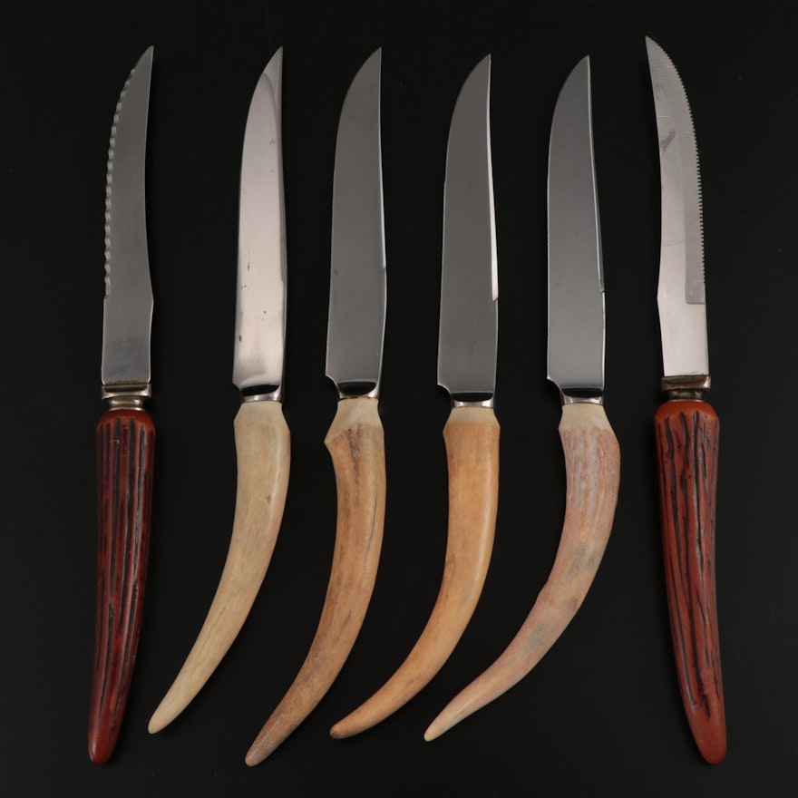 E. Parker & Sons with Other Antler and Celluloid Handled Steak Knives