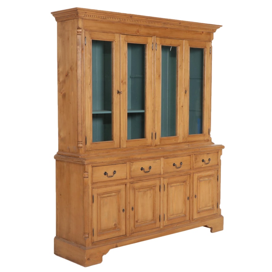 Romanian Rustic Pine China Cabinet, 21st Century