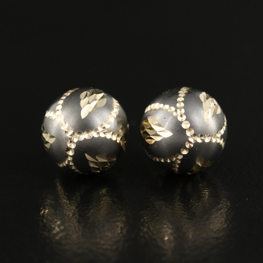 Italian 14K Diamond Cut Stud Earrings