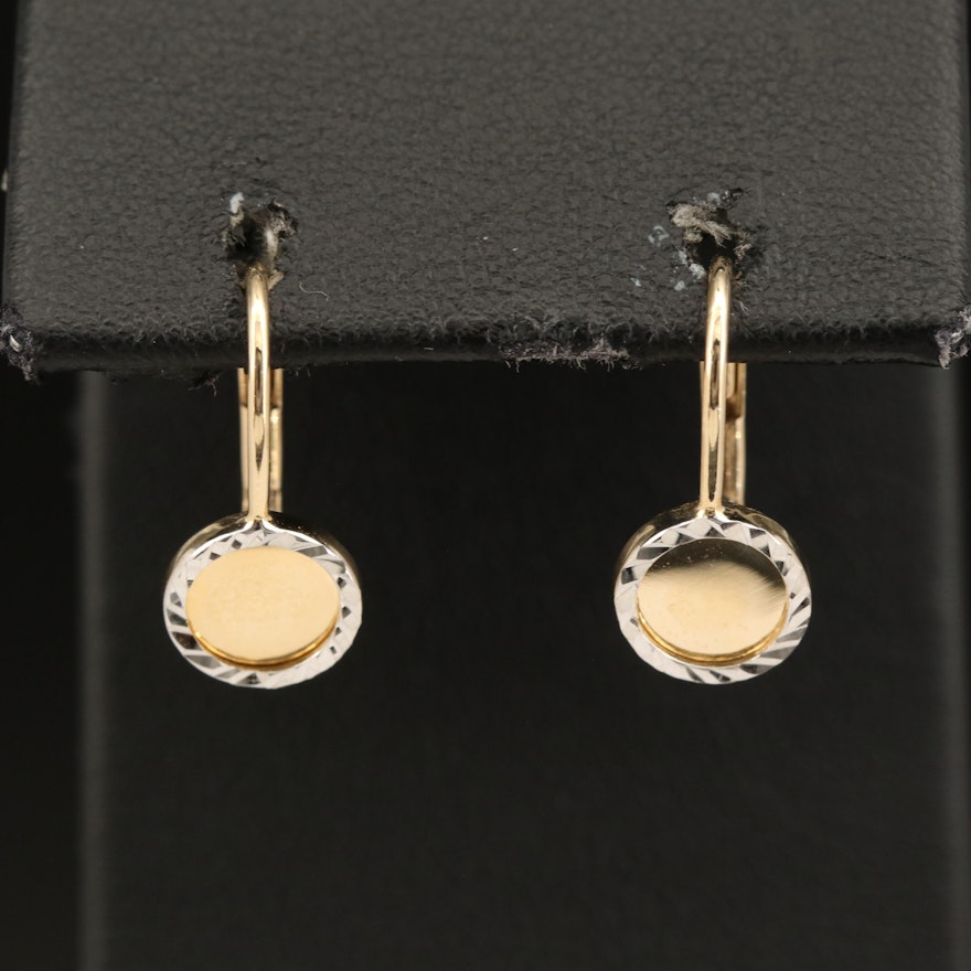 14K Circle Drop Earrings