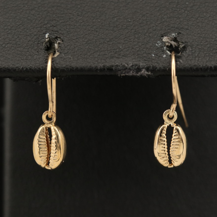 14K Coffee Bean Drop Earrings