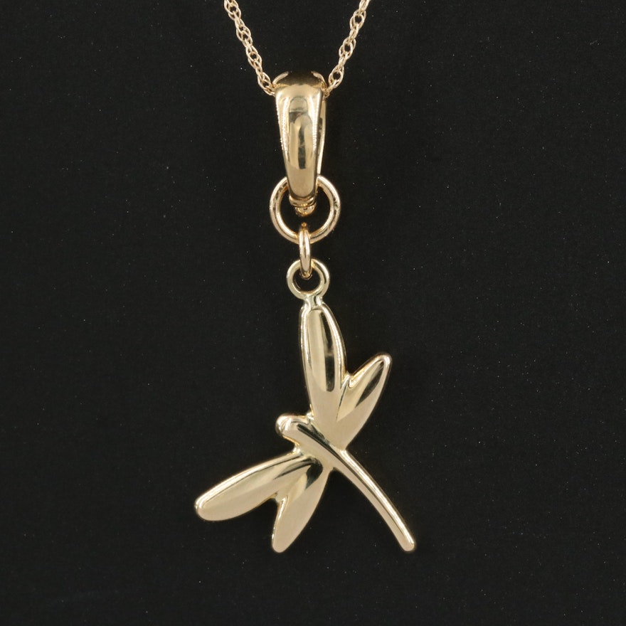 14K Dragonfly Enhancer Pendant Necklace