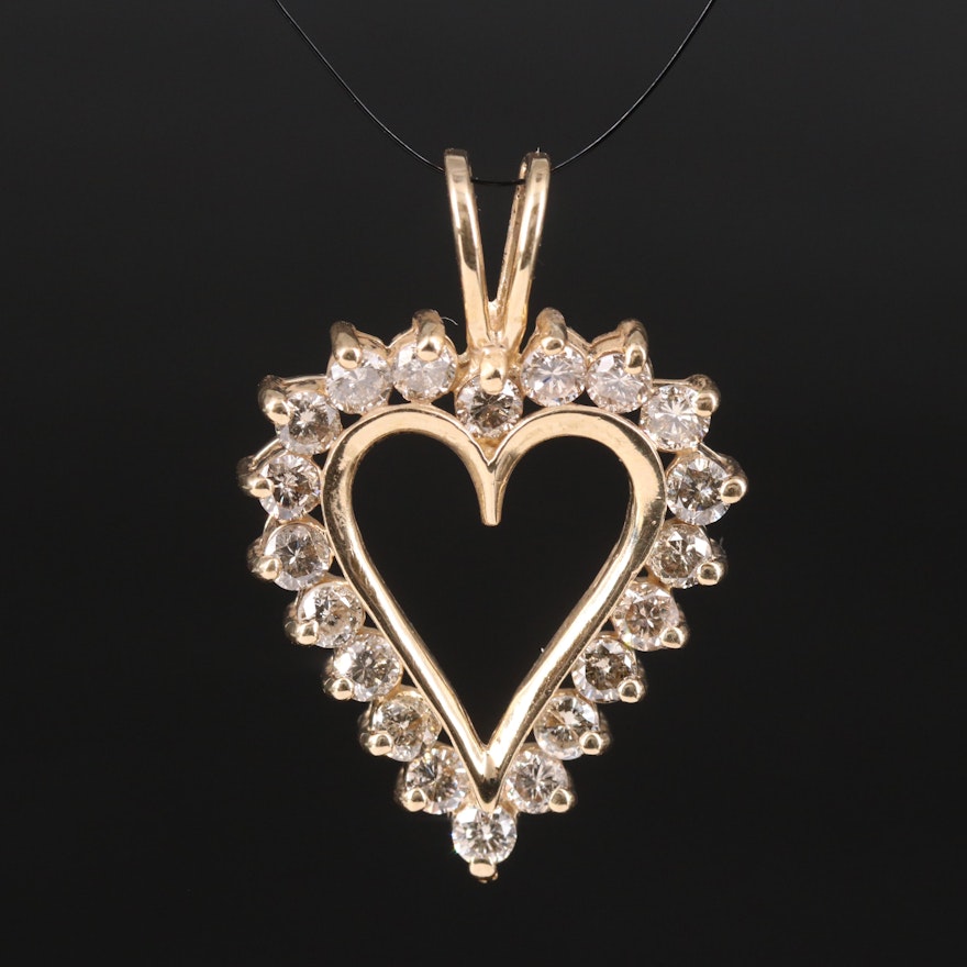 10K 2.00 CTW Diamond Heart Pendant