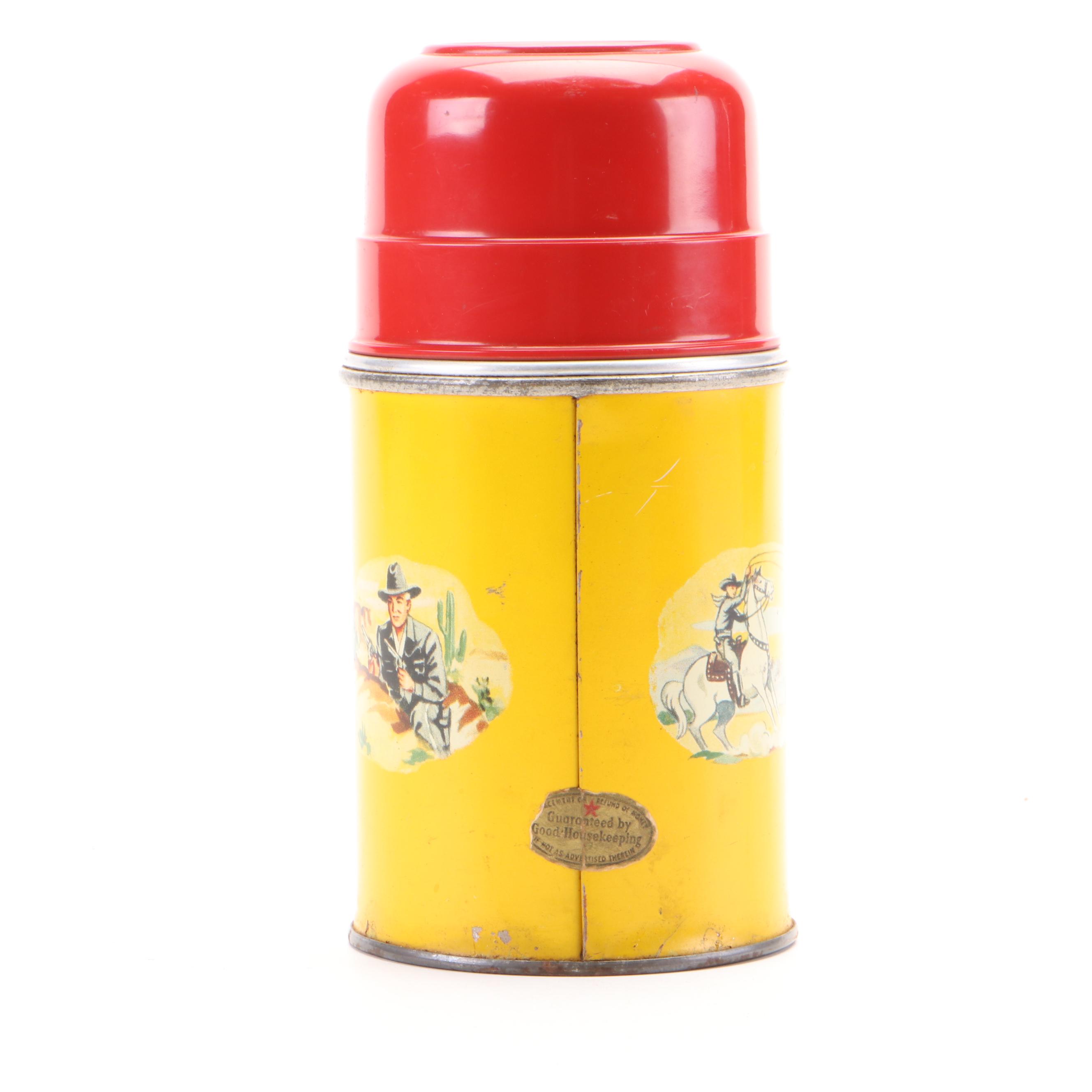 Aladdin "Hopalong Cassidy" Themed Lunchbox and Thermos, 1950s