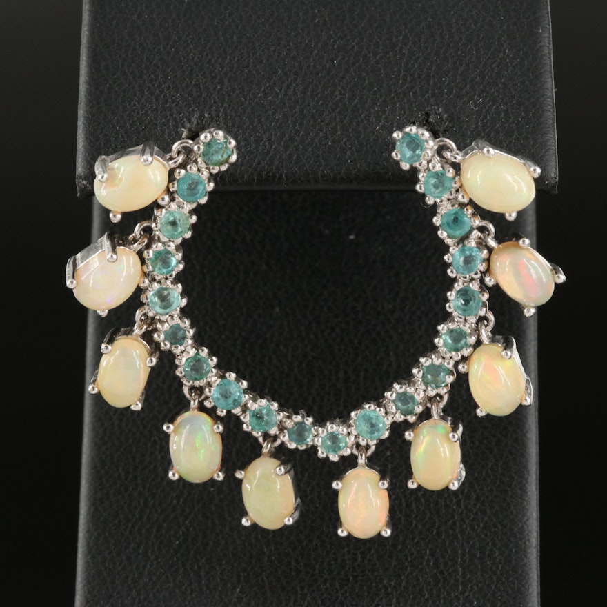 Sterling Opal and Emerald Ear Climbers