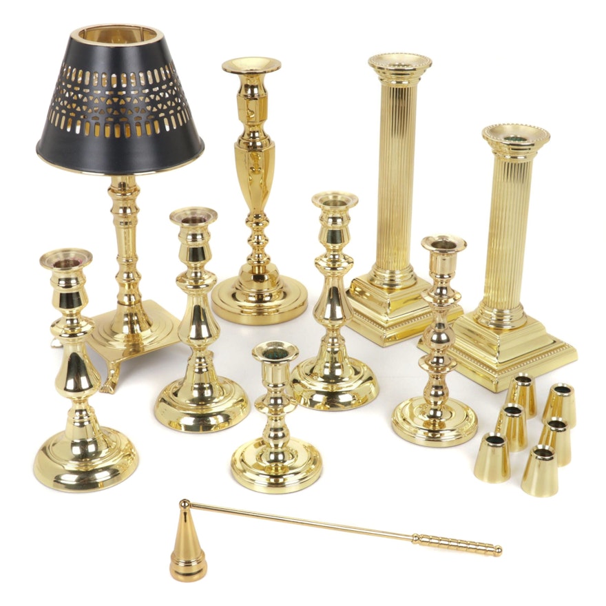 Baldwin and Smithsonian Institution Collection Brass Candlesticks