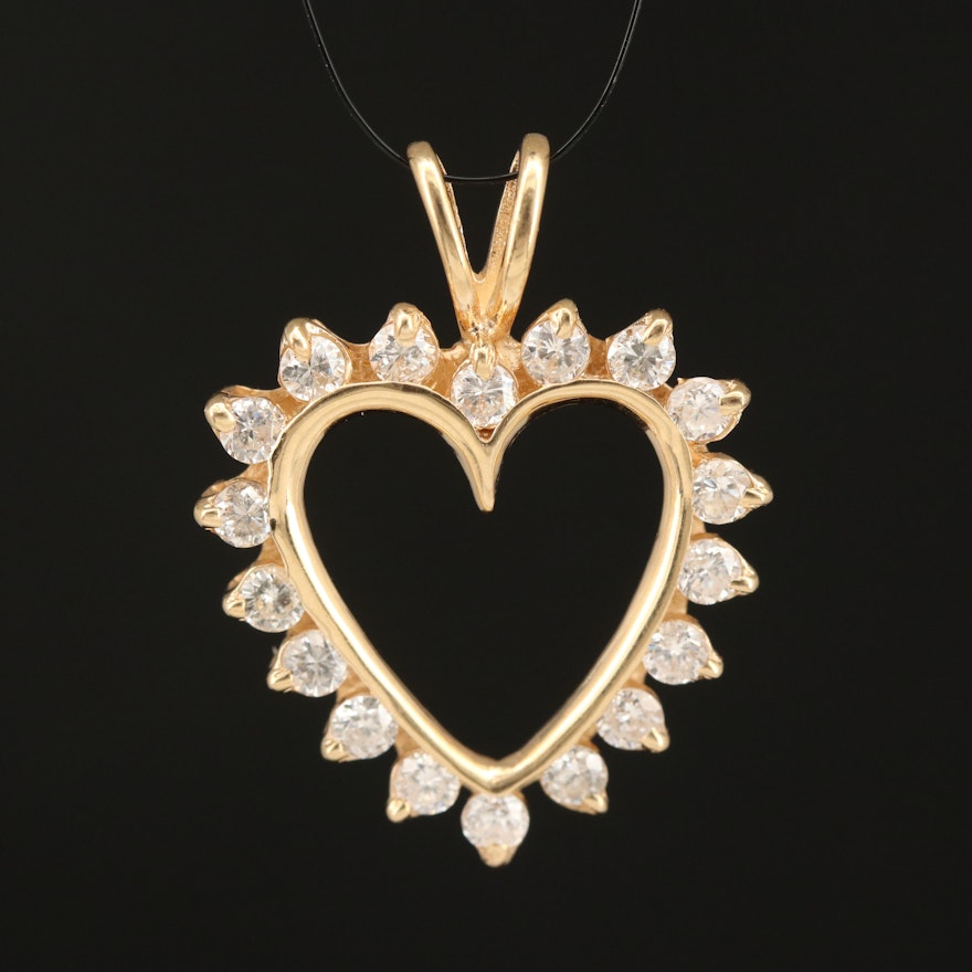 14K 0.75 CTW Diamond Heart Pendant