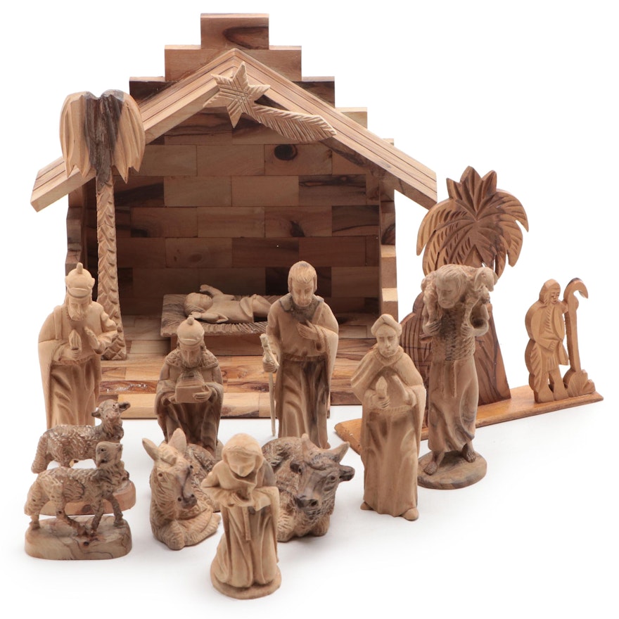 Handmade Carved Olivewood Creche