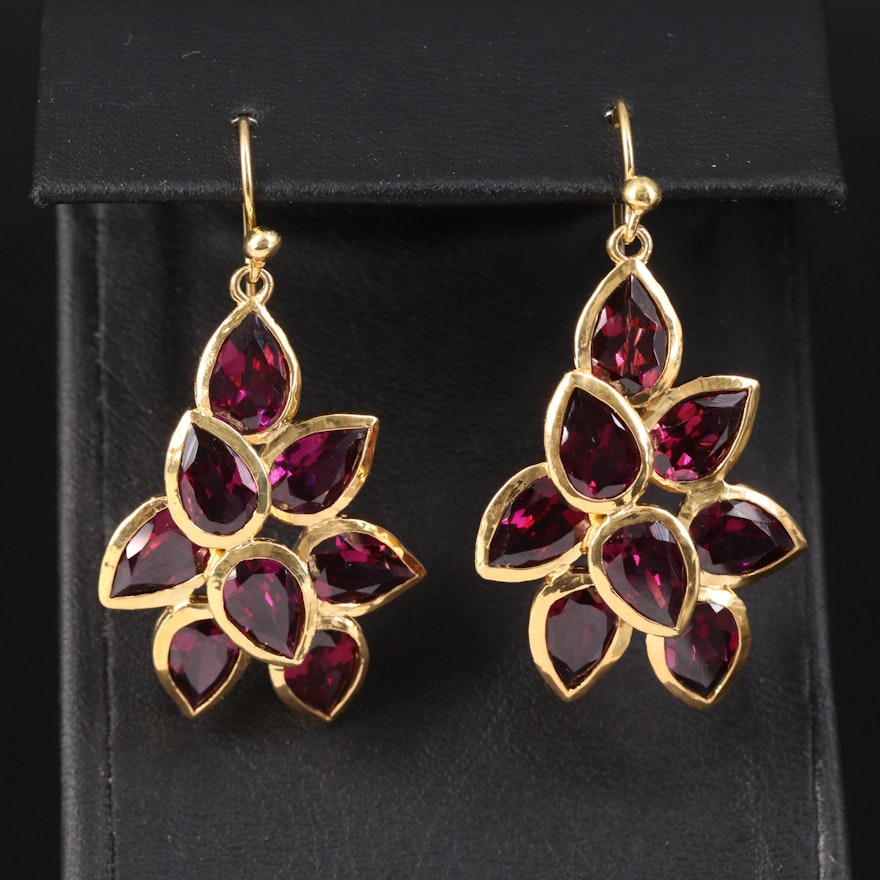 Sterling Garnet Cluster Earrings