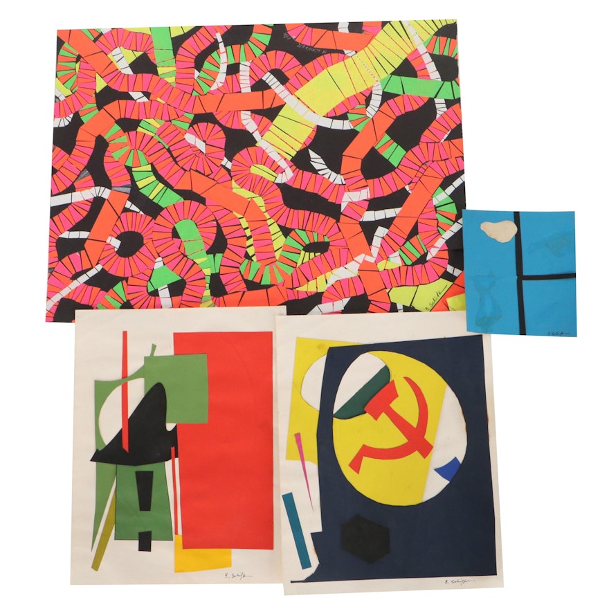 Bill Schiffer Abstract Collages, Late 20th Century