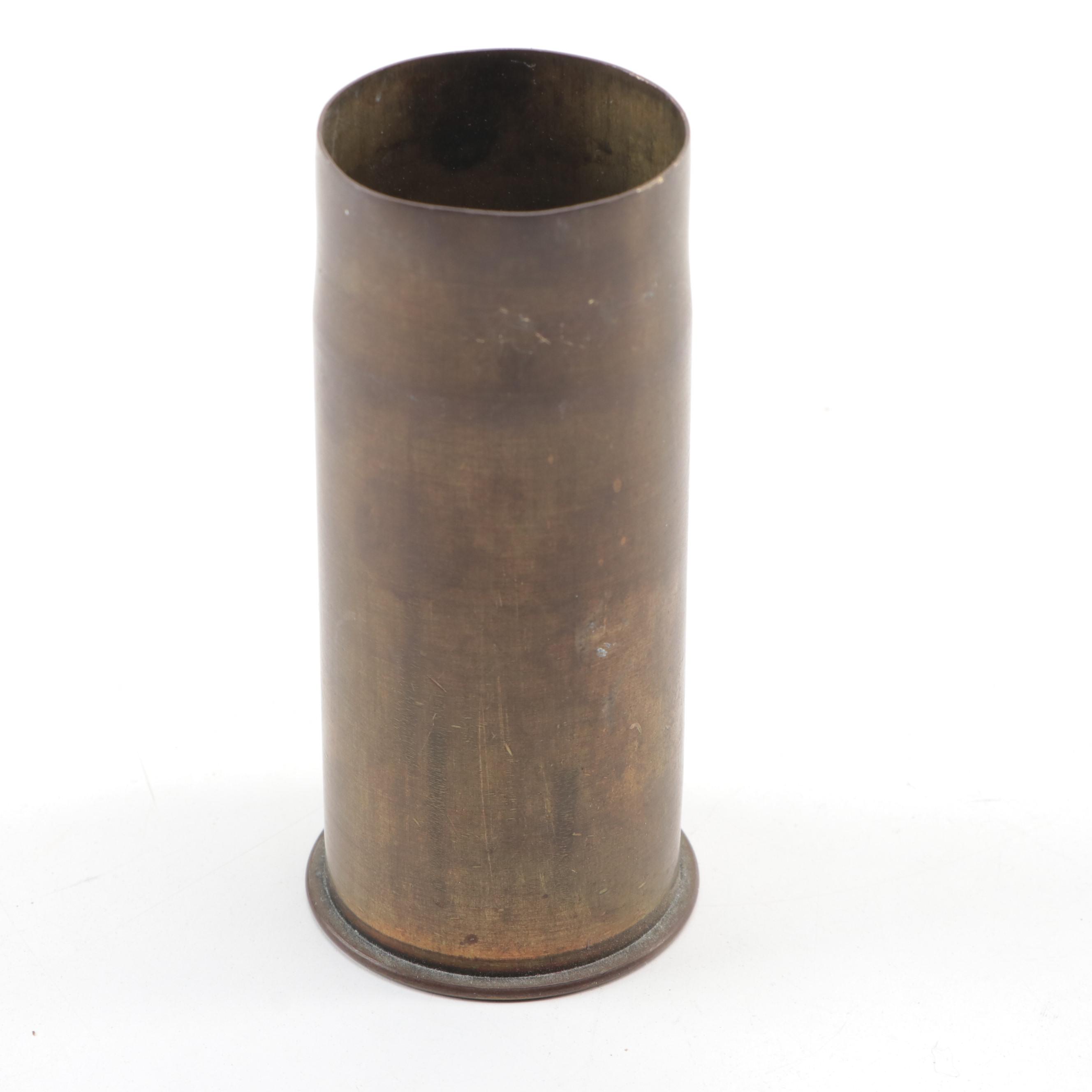 French WWI 37mm Brass Artillery Shell Vases, 1917 and 1918