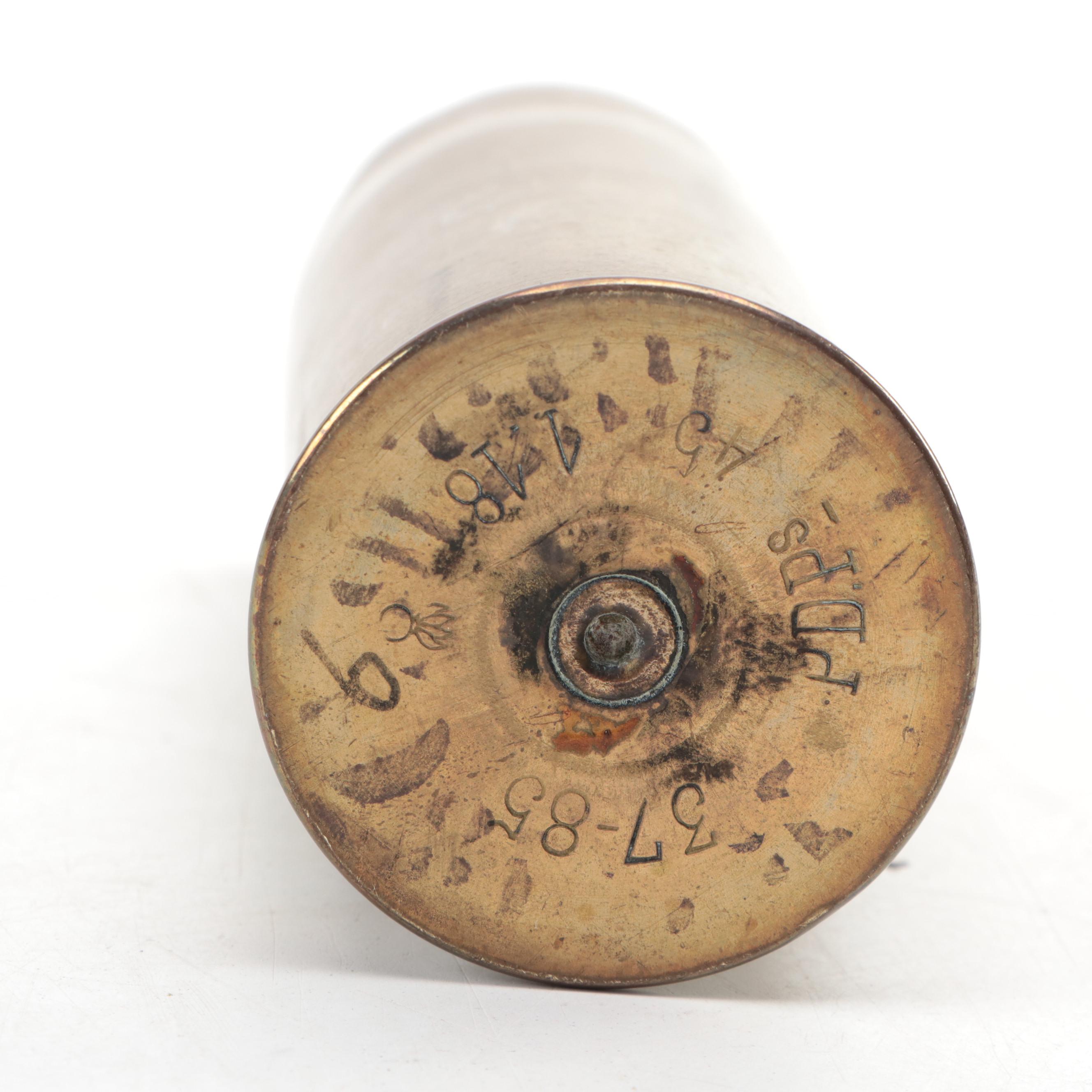 French WWI 37mm Brass Artillery Shell Vases, 1917 and 1918