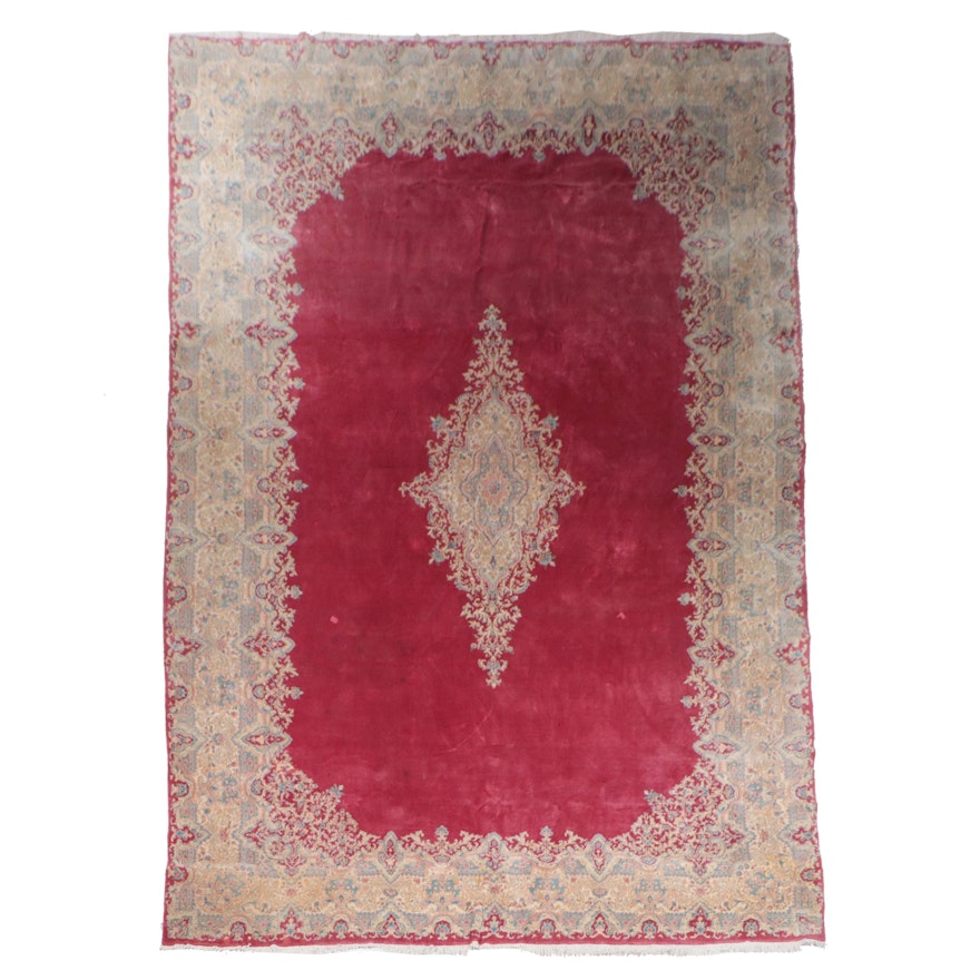 11'5 x 20'2 Hand-Knotted Persian Kerman Room Sized Rug