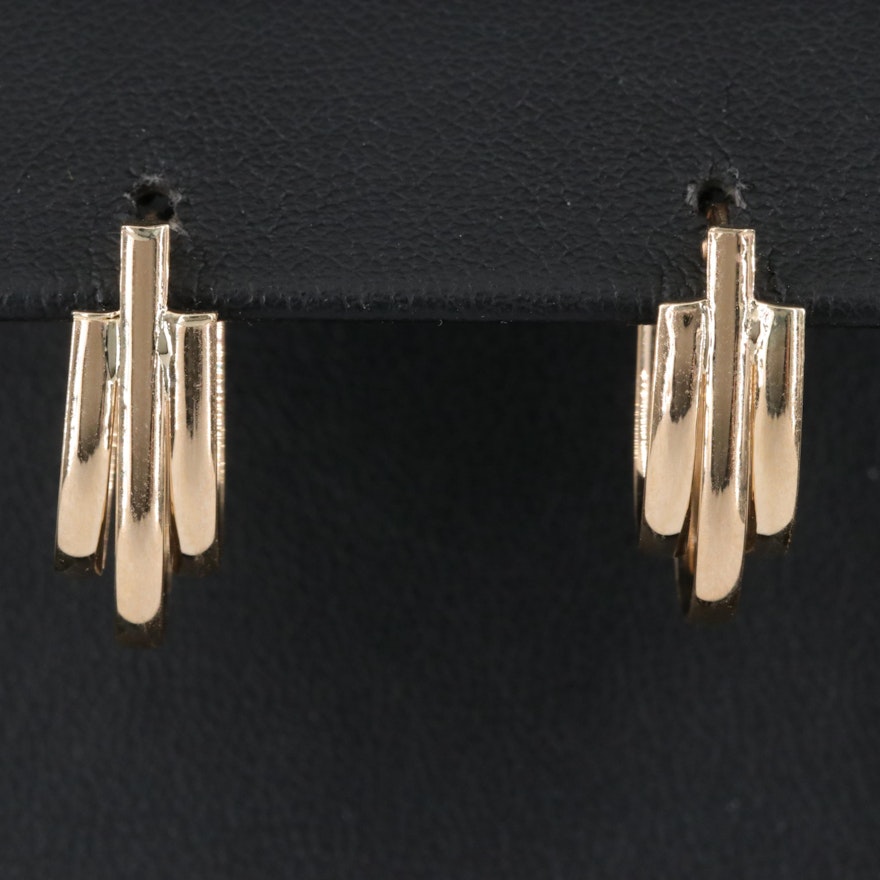 14K Fluted Hoop Earrings