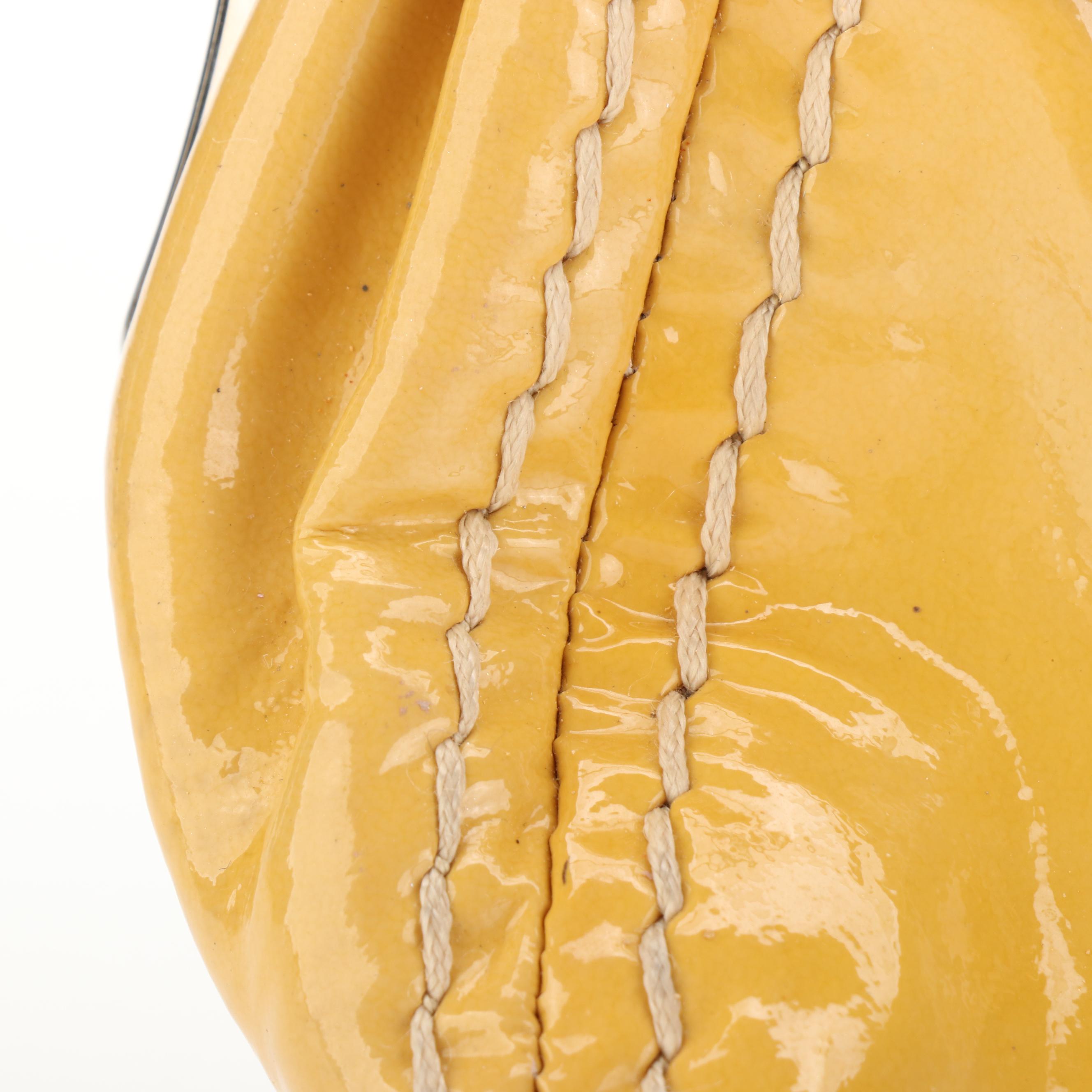 Prada Small Flap Shoulder Bag in Bicolor Contrast-Stitched Patent Leather