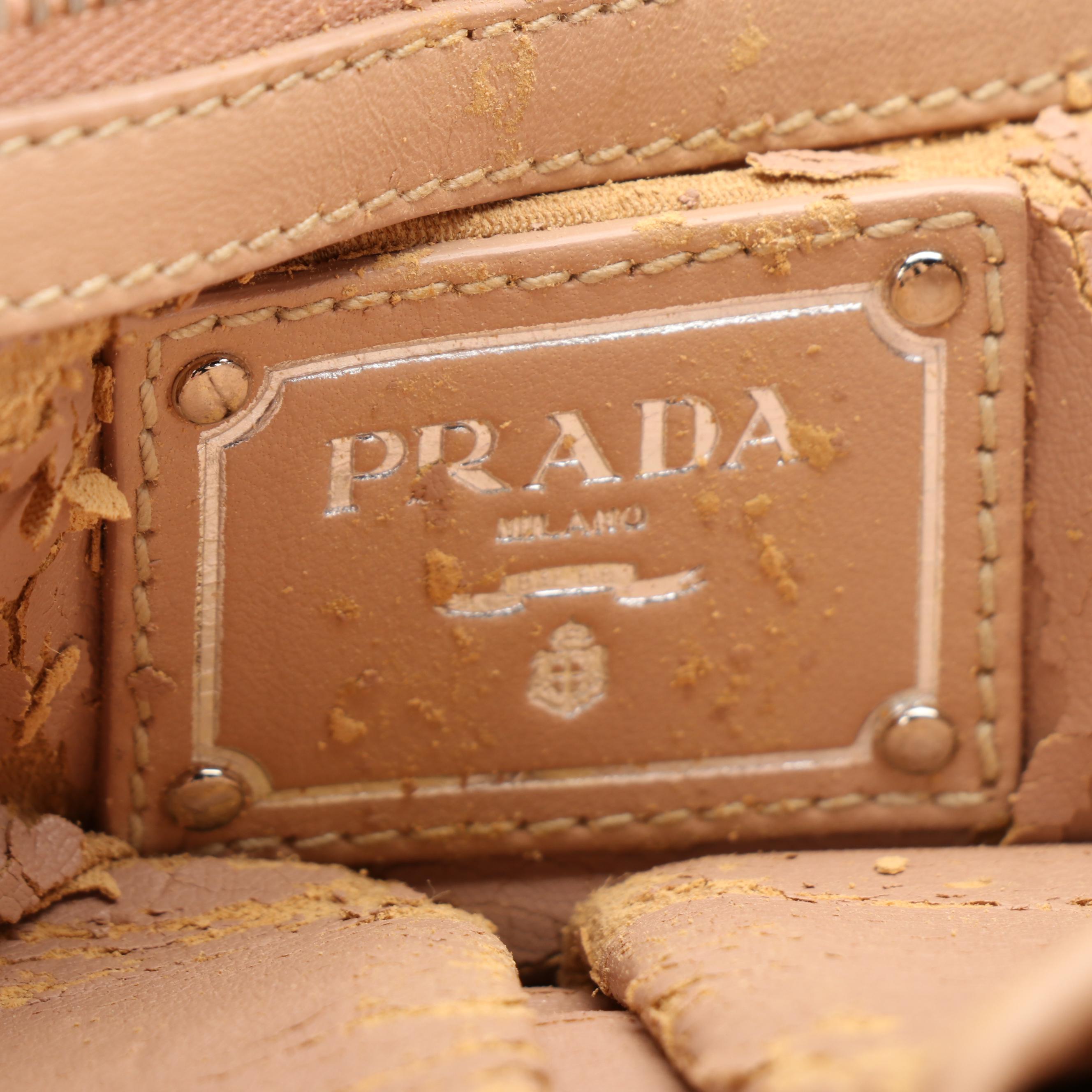 Prada Small Flap Shoulder Bag in Bicolor Contrast-Stitched Patent Leather