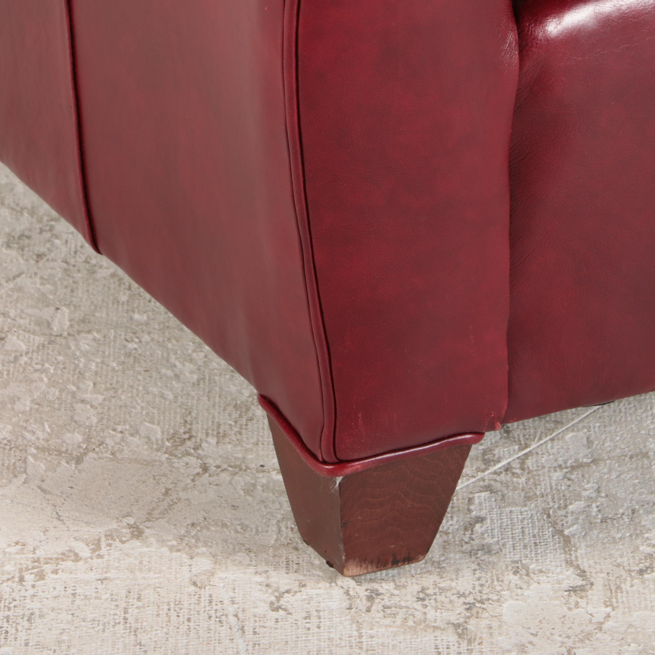 Mitchell Gold + Bob Williams for Pottery Barn Maroon Leather Sofa