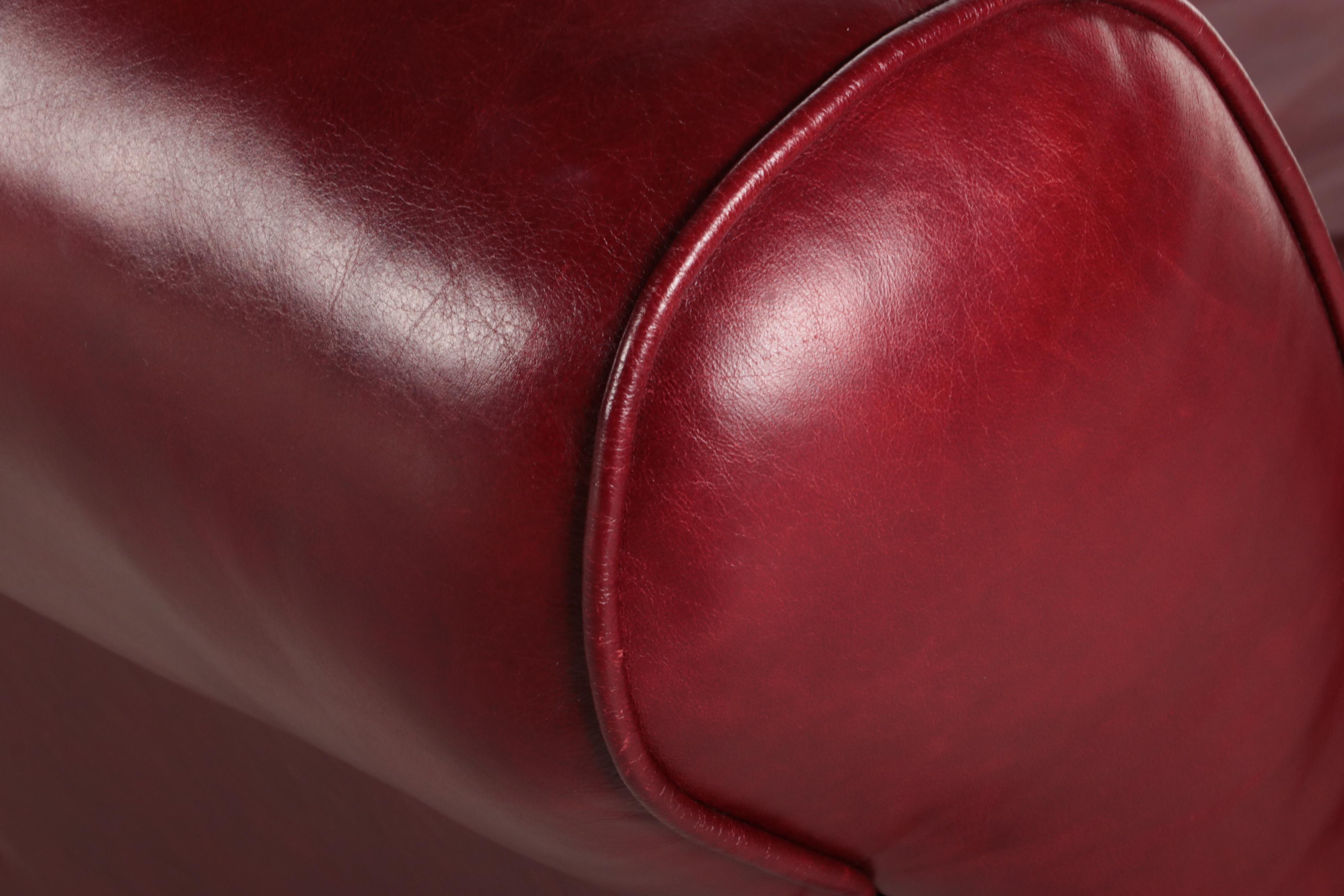 Mitchell Gold + Bob Williams for Pottery Barn Maroon Leather Sofa