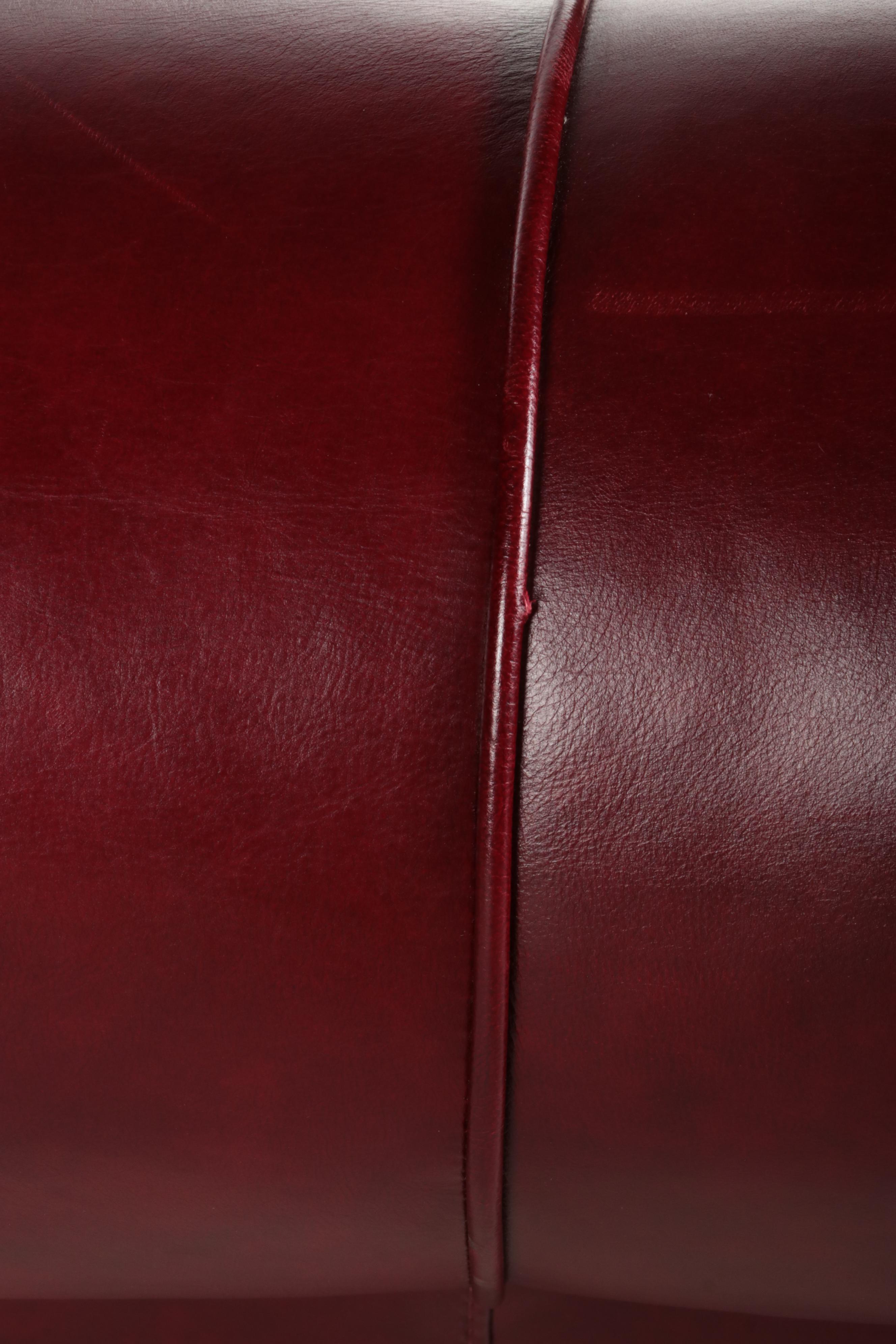 Mitchell Gold + Bob Williams for Pottery Barn Maroon Leather Sofa