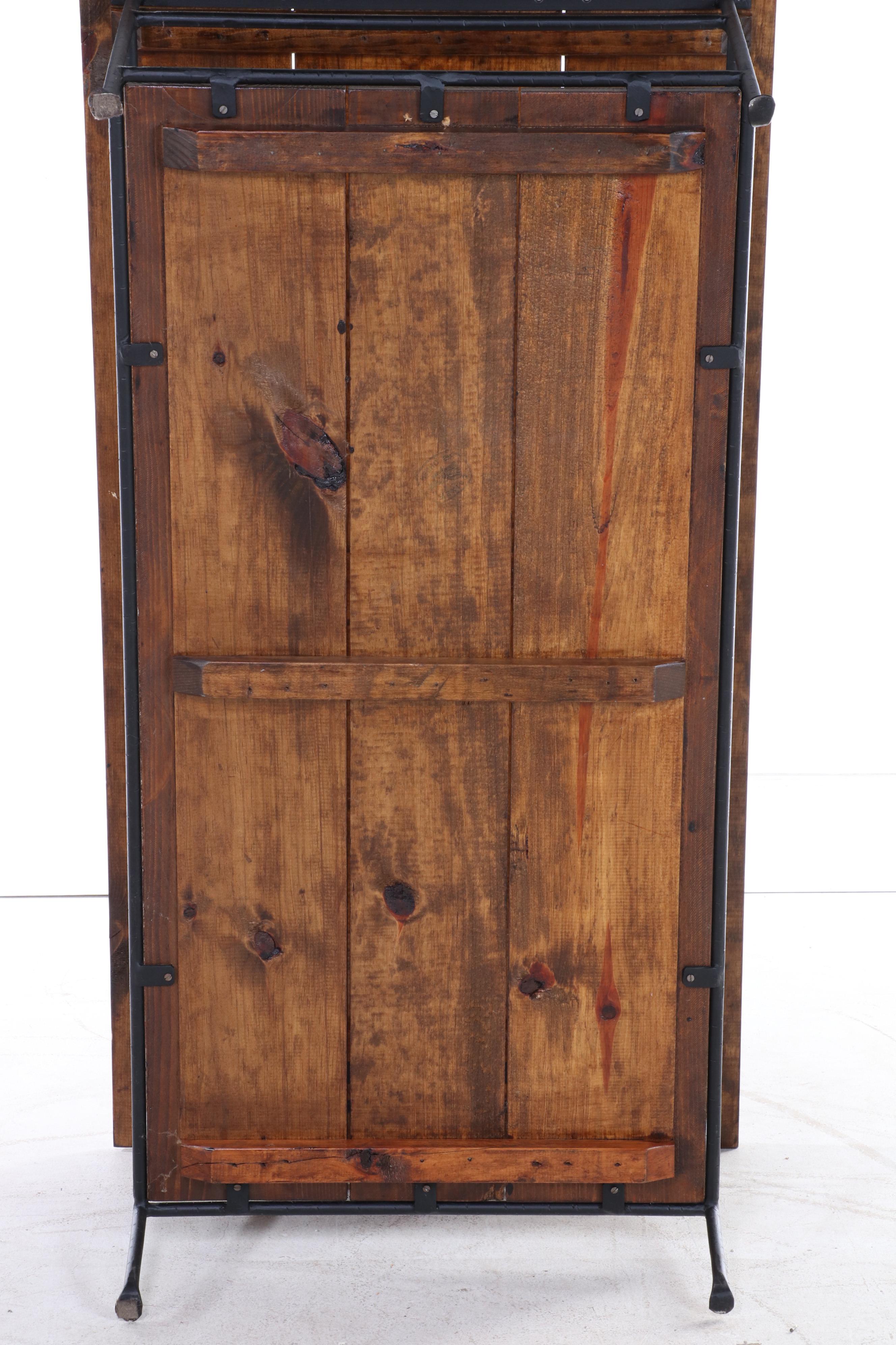 Custom-Made Contemporary Pine and Iron Side Table and Coffee Table