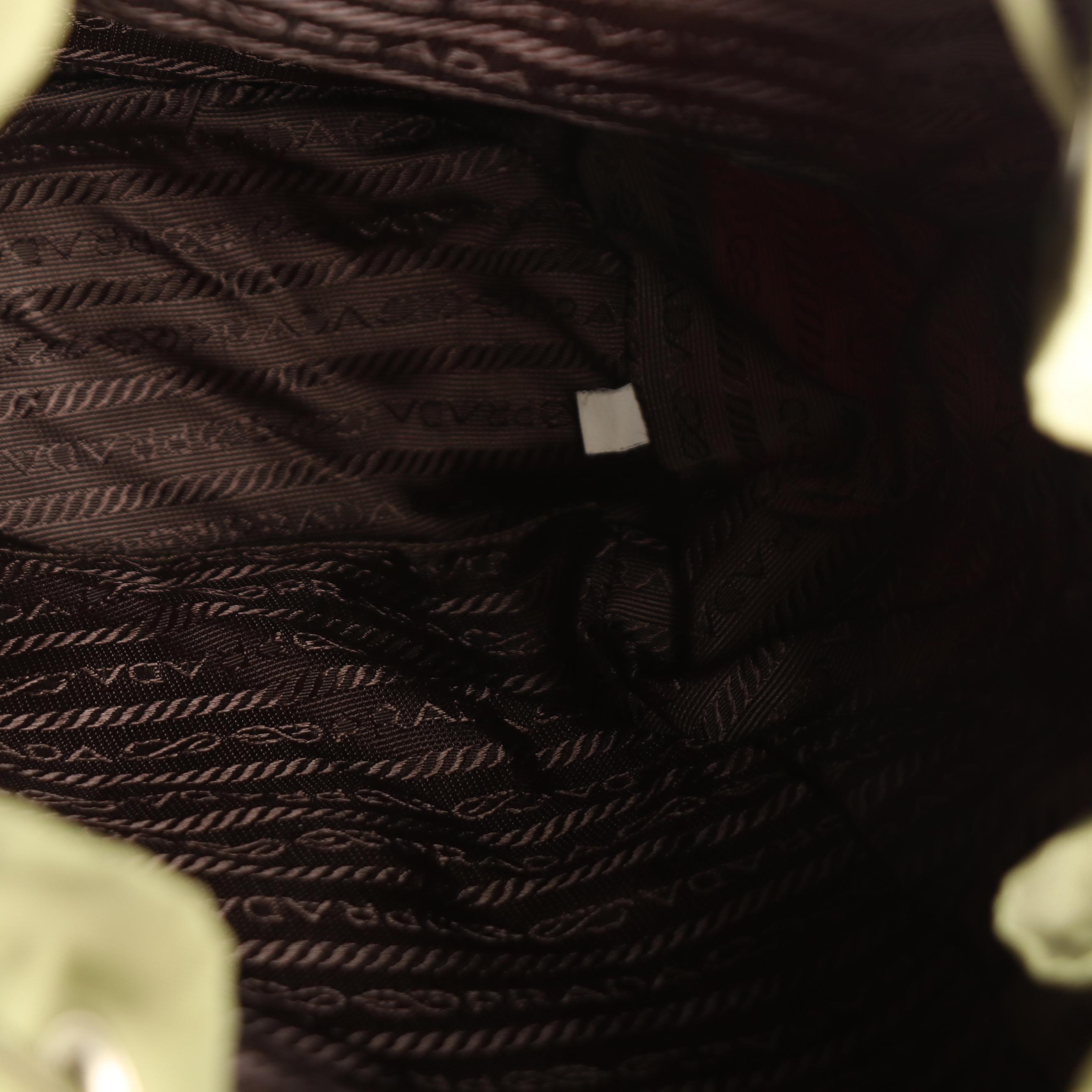 Prada Small Backpack in Green Tessuto Nylon and Brown Leather Trim