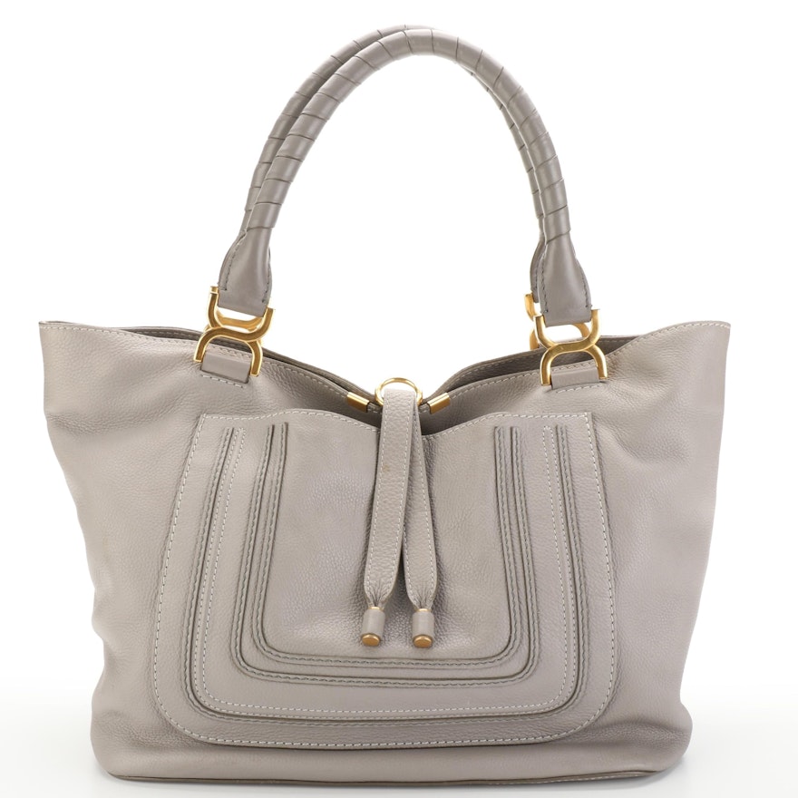 Chloé Marcie Tote Bag in Gray Grained Leather