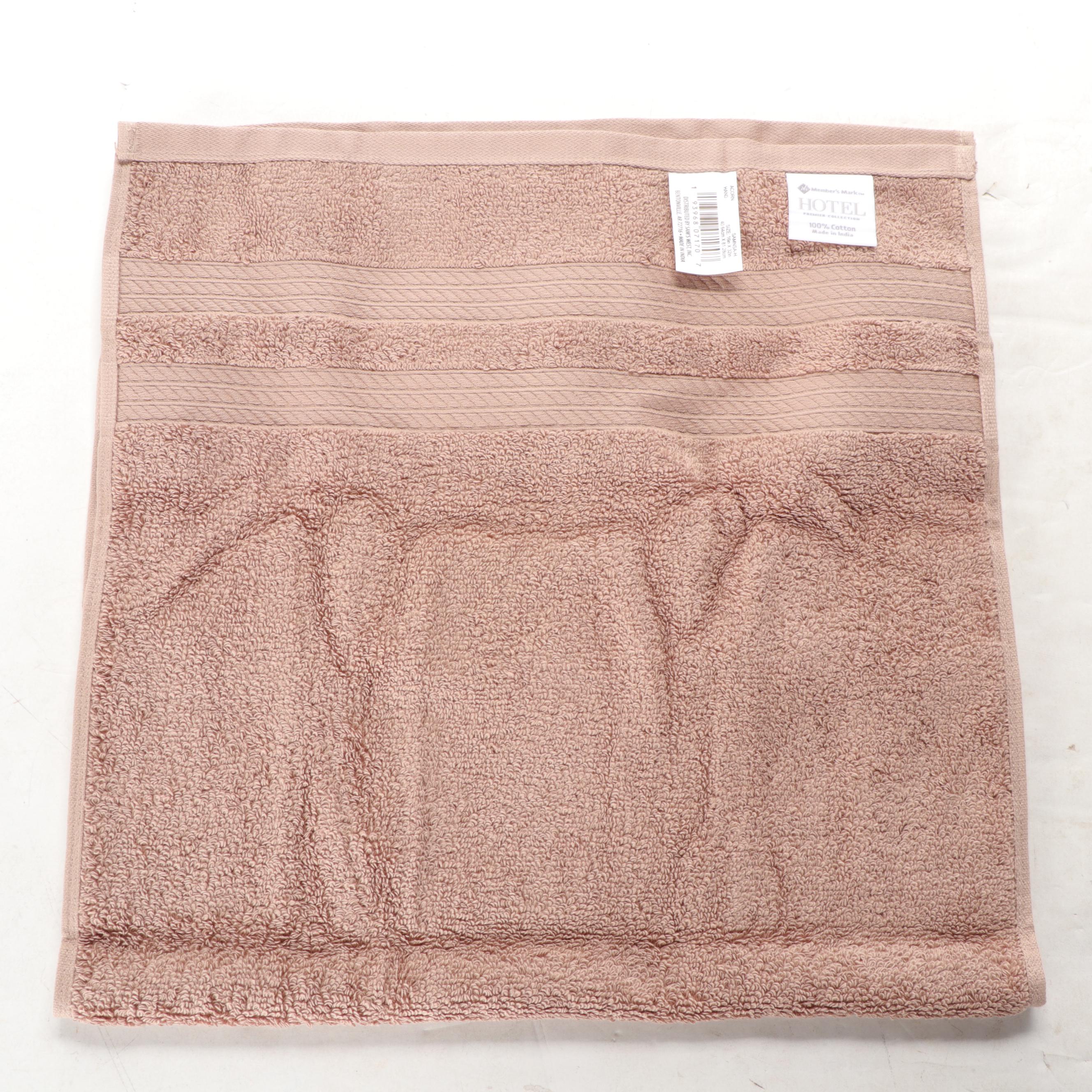 Member's Mark Hotel Premier Collection White Washcloths and Brown Hand Towels