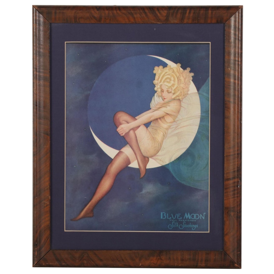 Blue Moon Silk Stockings Offset Lithograph Ad After Gustaf Tenggren, 1926