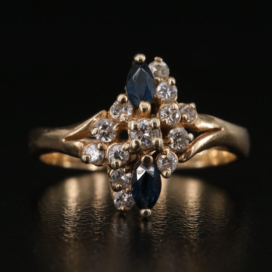 14K Sapphire and Diamond Ring