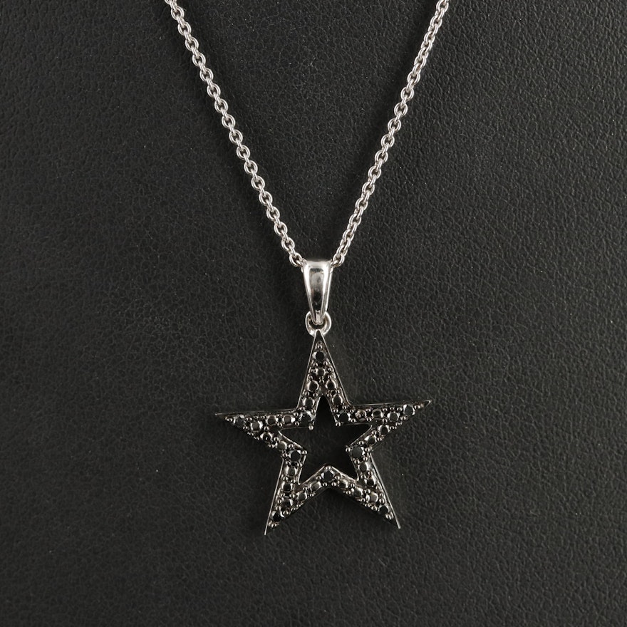 Sterling Diamond Star Pendant Necklace
