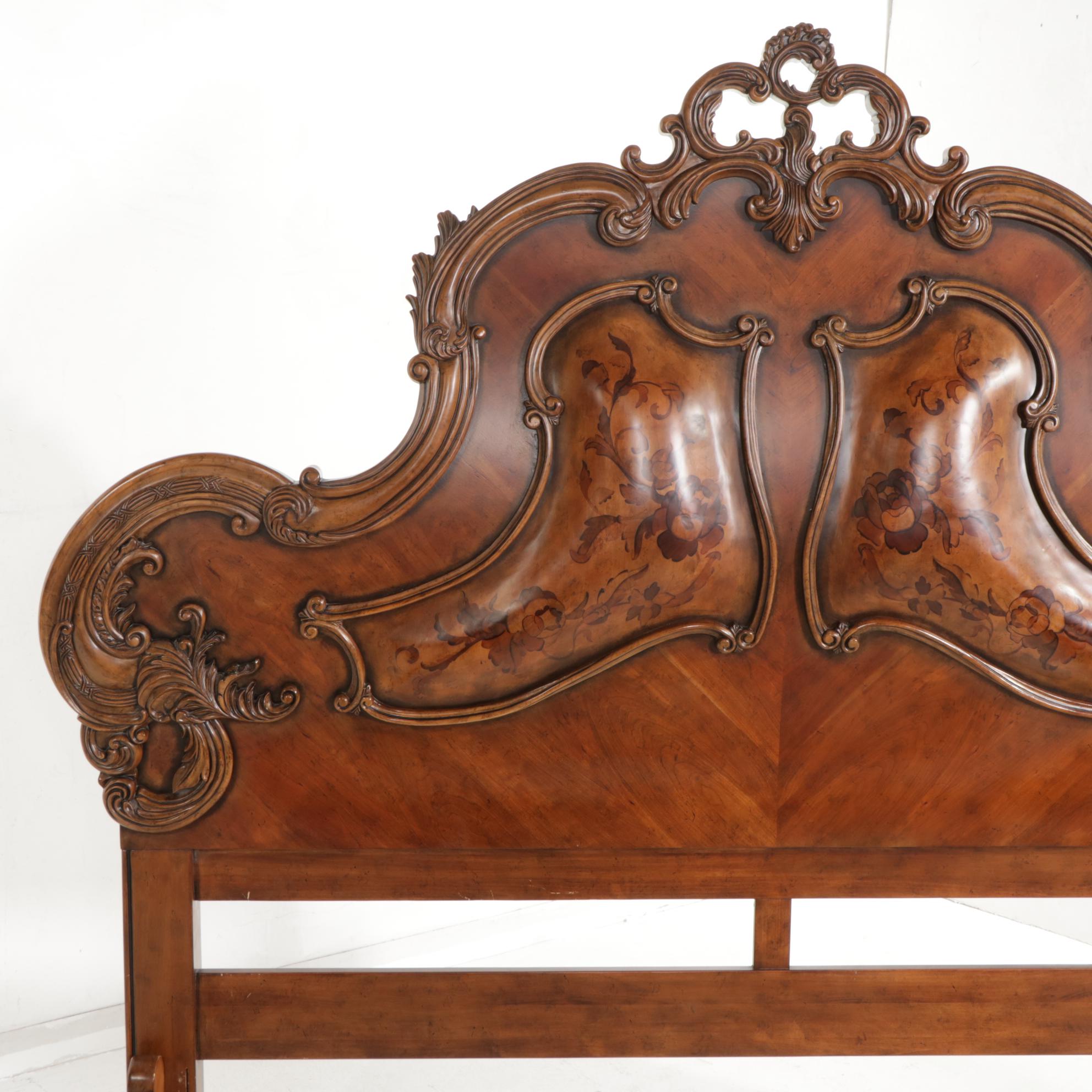 Michael Amini for AICO "Palais Royale" Rococo Style King Size Bed in Cognac