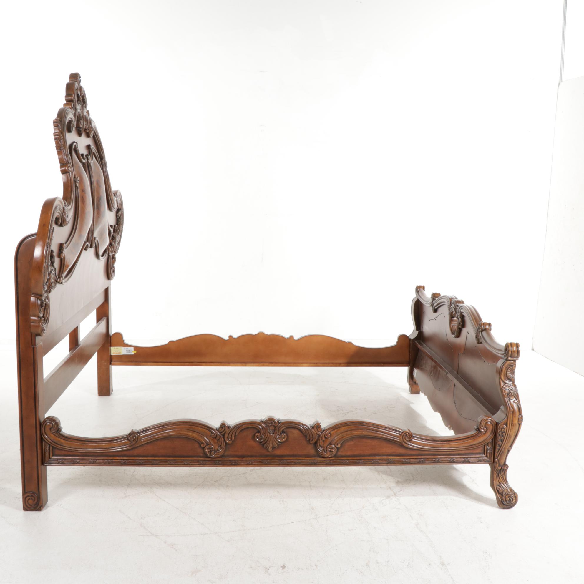 Michael Amini for AICO "Palais Royale" Rococo Style King Size Bed in Cognac