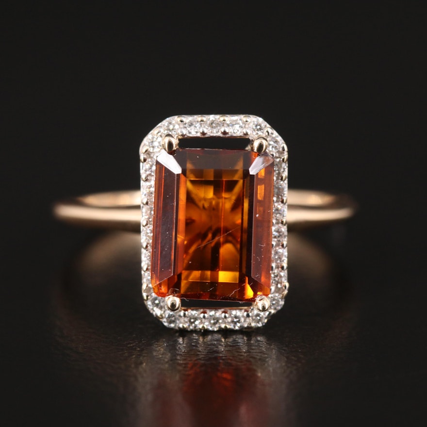 14K Citrine and Diamond Ring