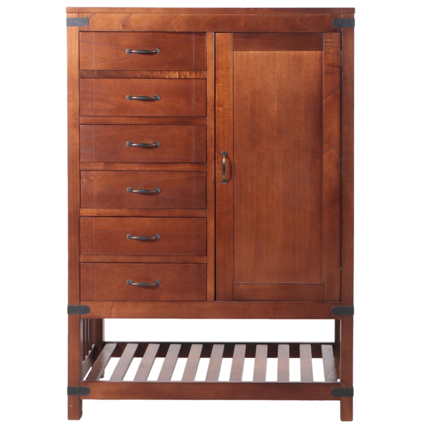 Arhaus Furniture Oak and Metal-Mounted Armoire