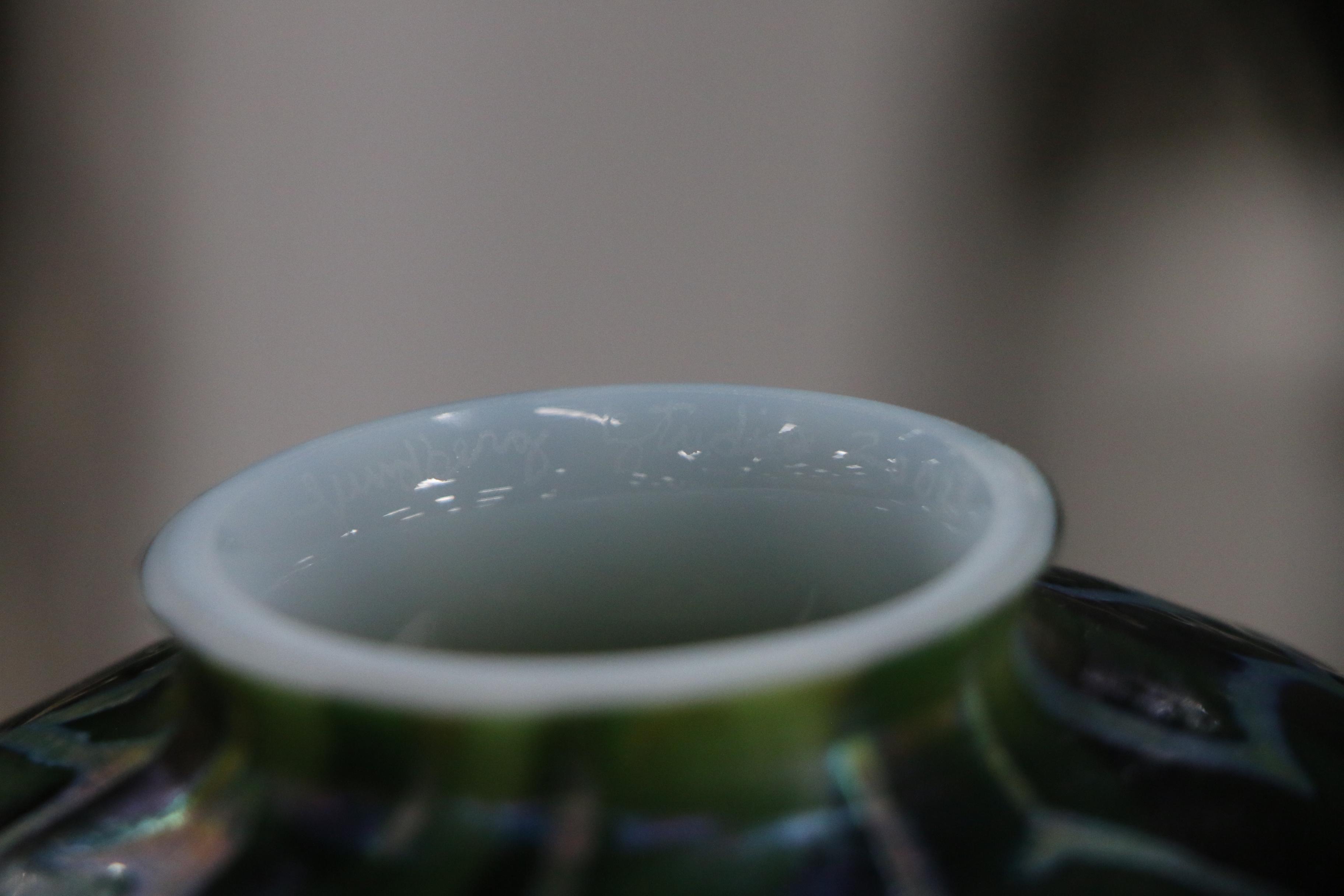 Lundberg Studios Art Nouveau Damascene Style Iridescent Glass Lamp Shades, 2003