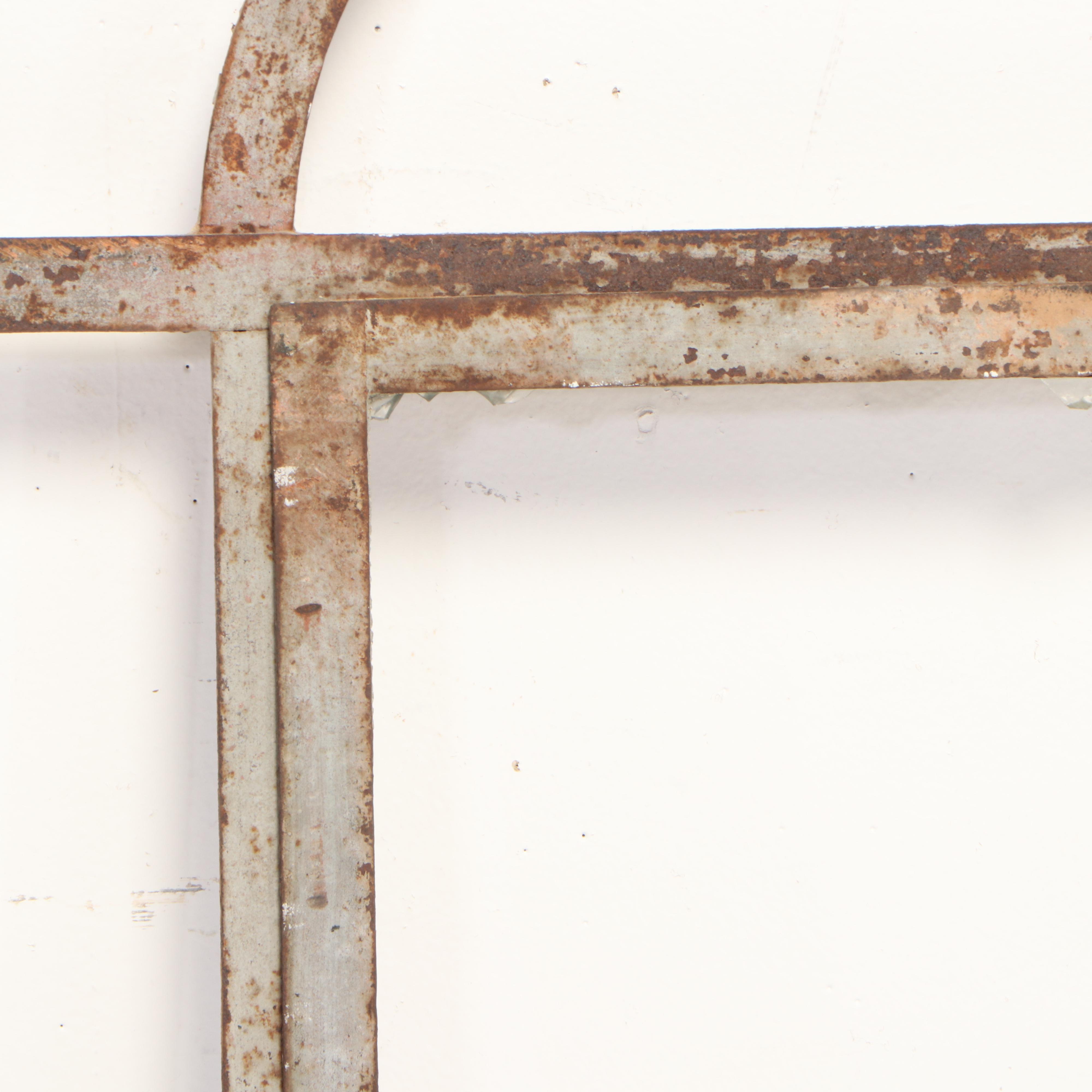 Four Metal Nine-Panel Arched Window Frames, 20th Century