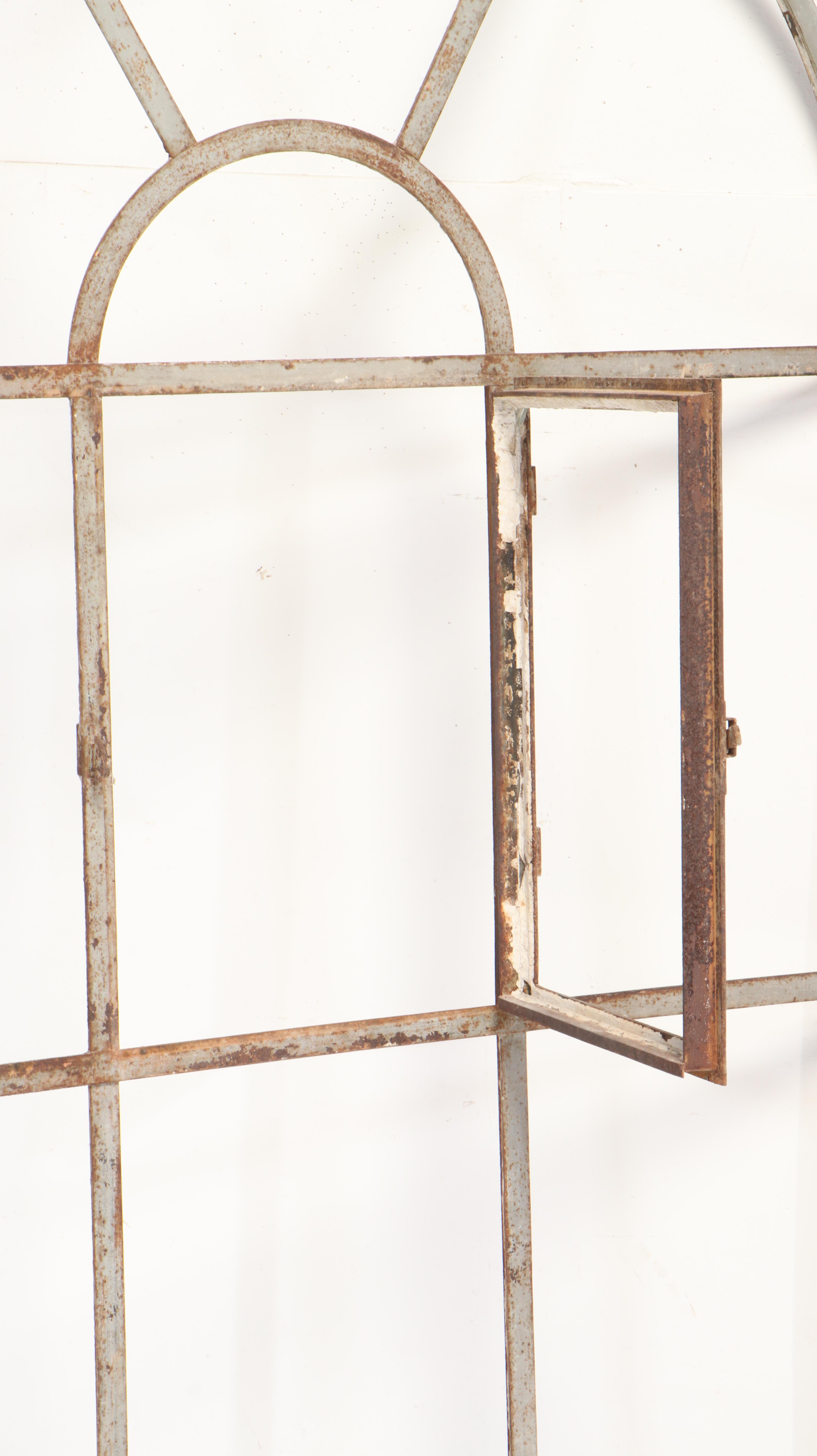 Four Metal Nine-Panel Arched Window Frames, 20th Century