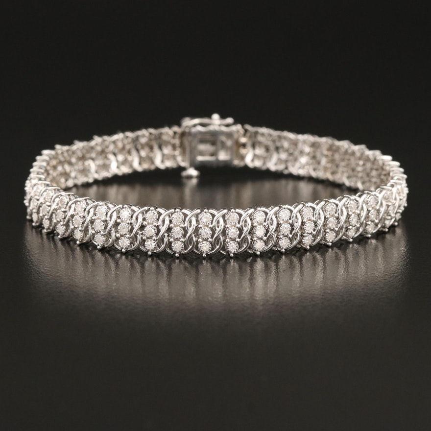 Sterling 1.02 CTW Diamond Fancy Link Bracelet