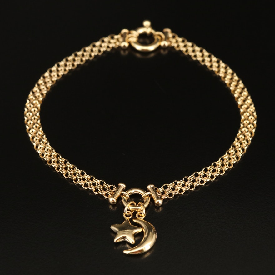 14K Bismark Chain with Celestial Drop