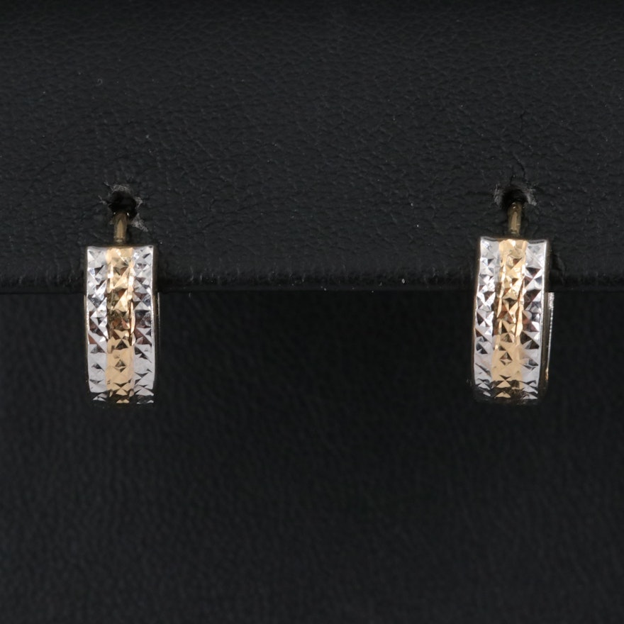 14K Diamond-Cut Huggie Earrings