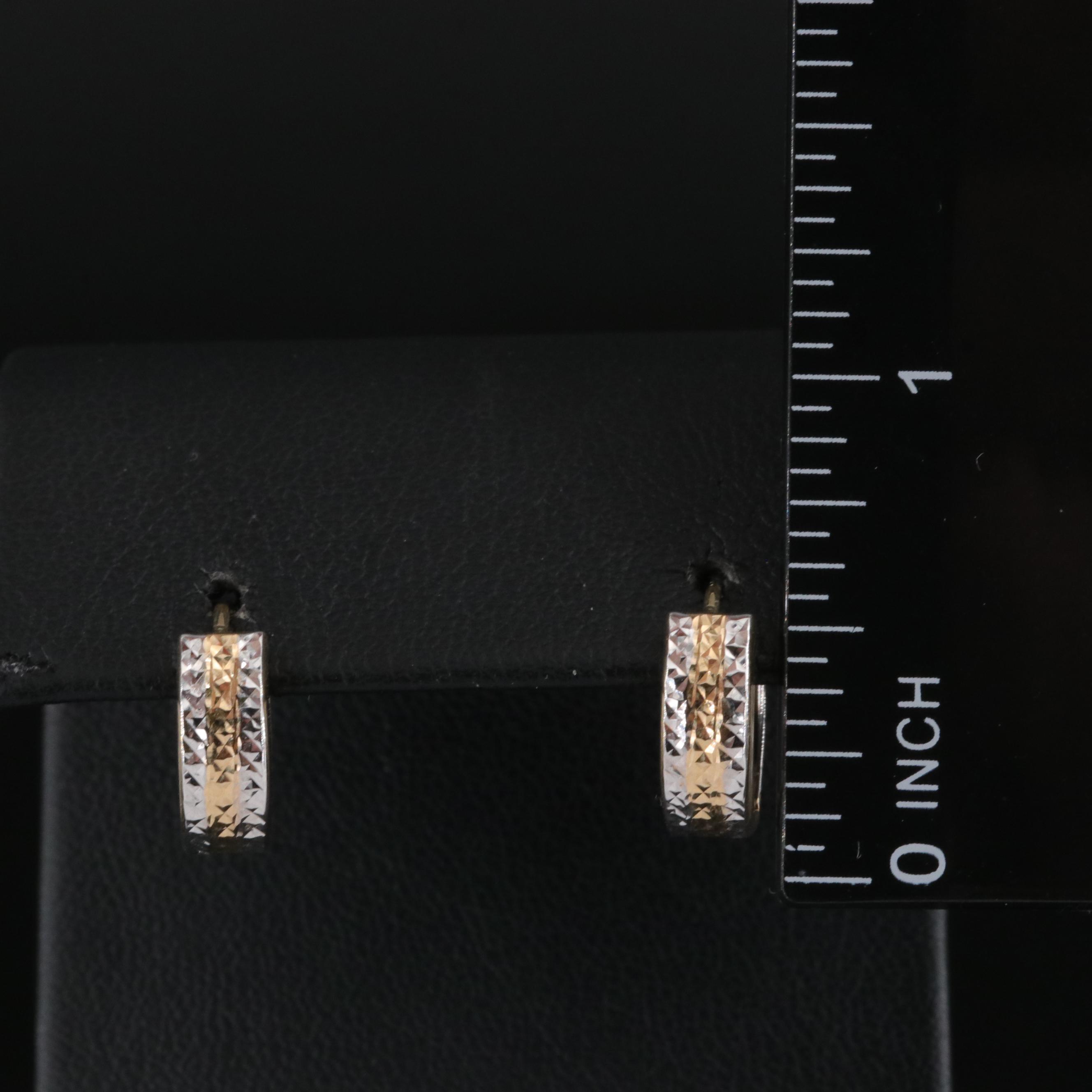 14K Diamond-Cut Huggie Earrings