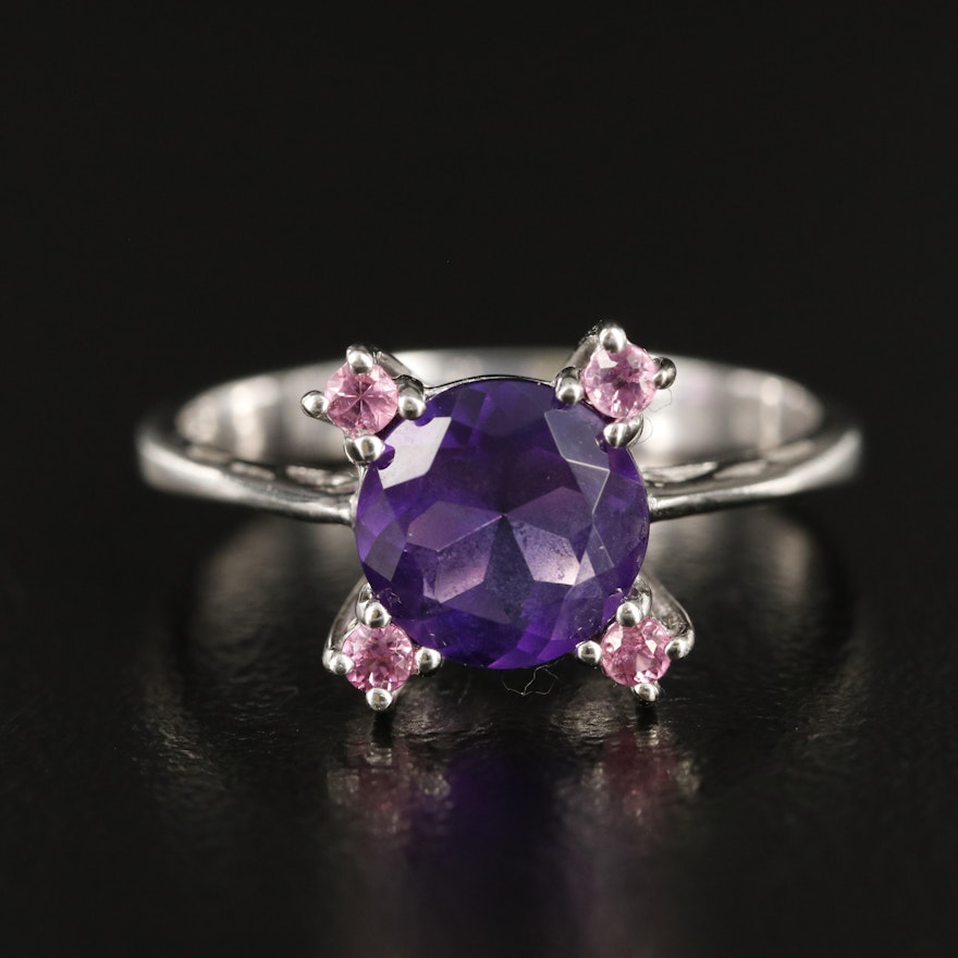 14K Amethyst and Pink Tourmaline Ring
