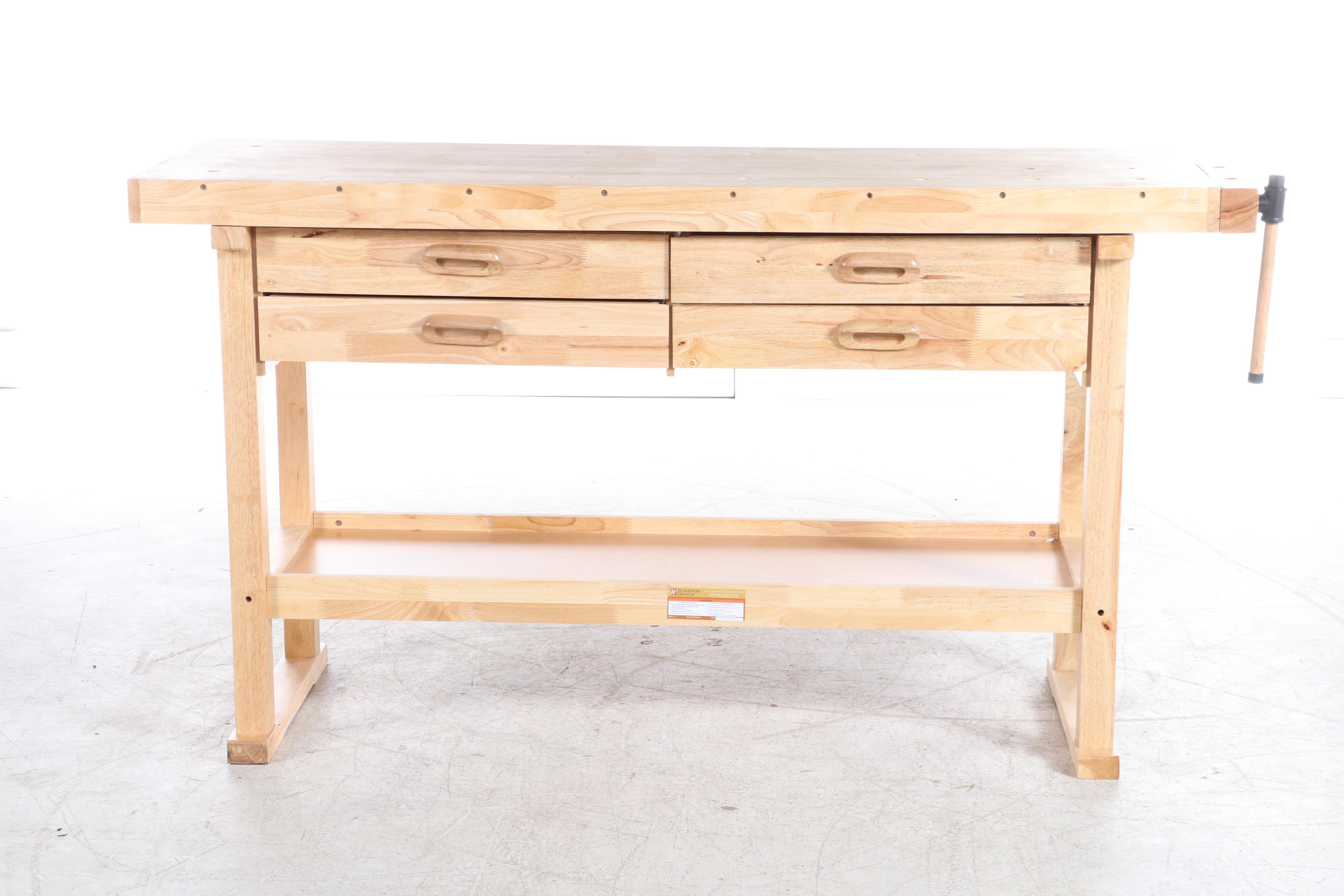 Windsor Design Hardwood Four-Drawer Workbench Plus Art Supplies