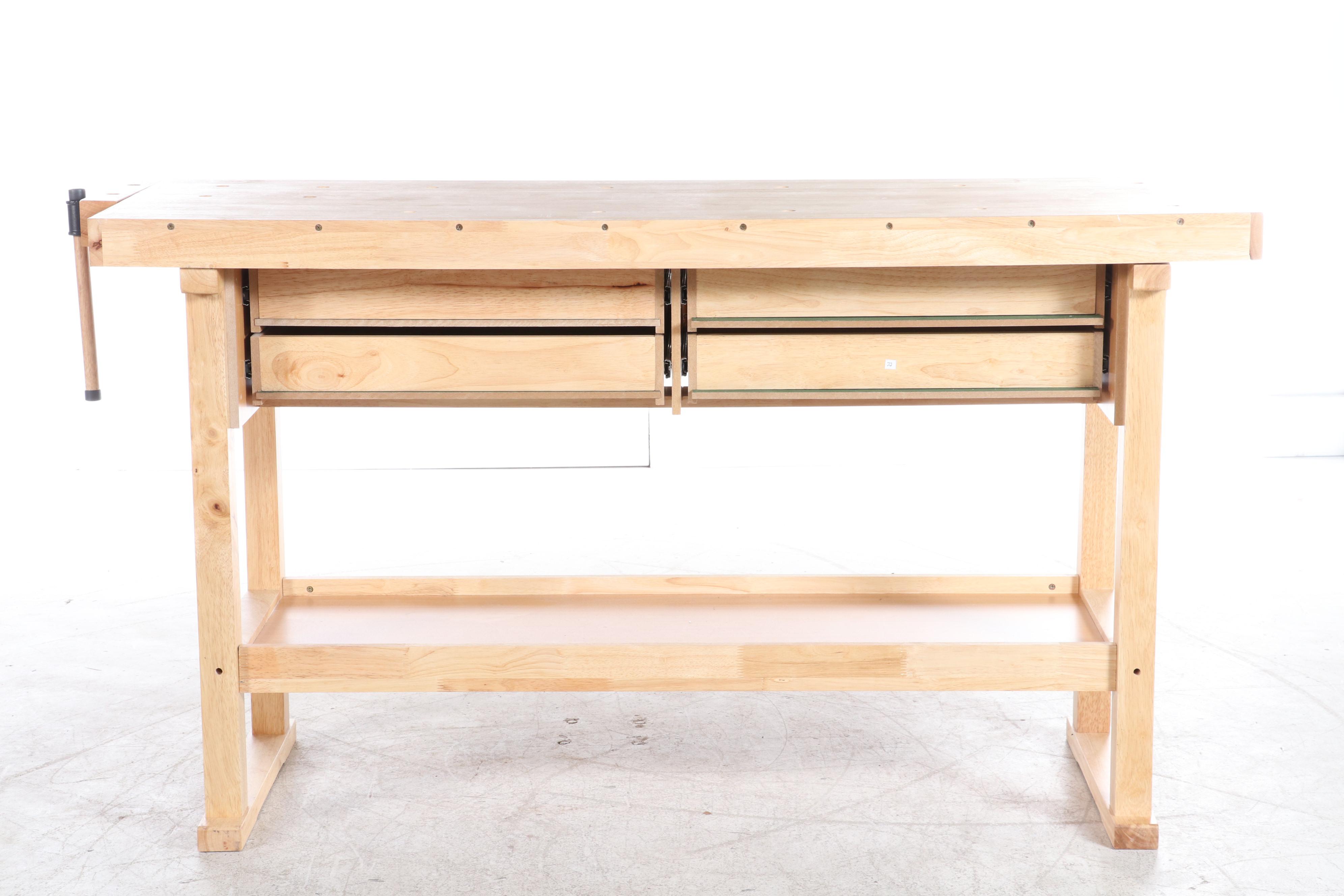 Windsor Design Hardwood Four-Drawer Workbench Plus Art Supplies