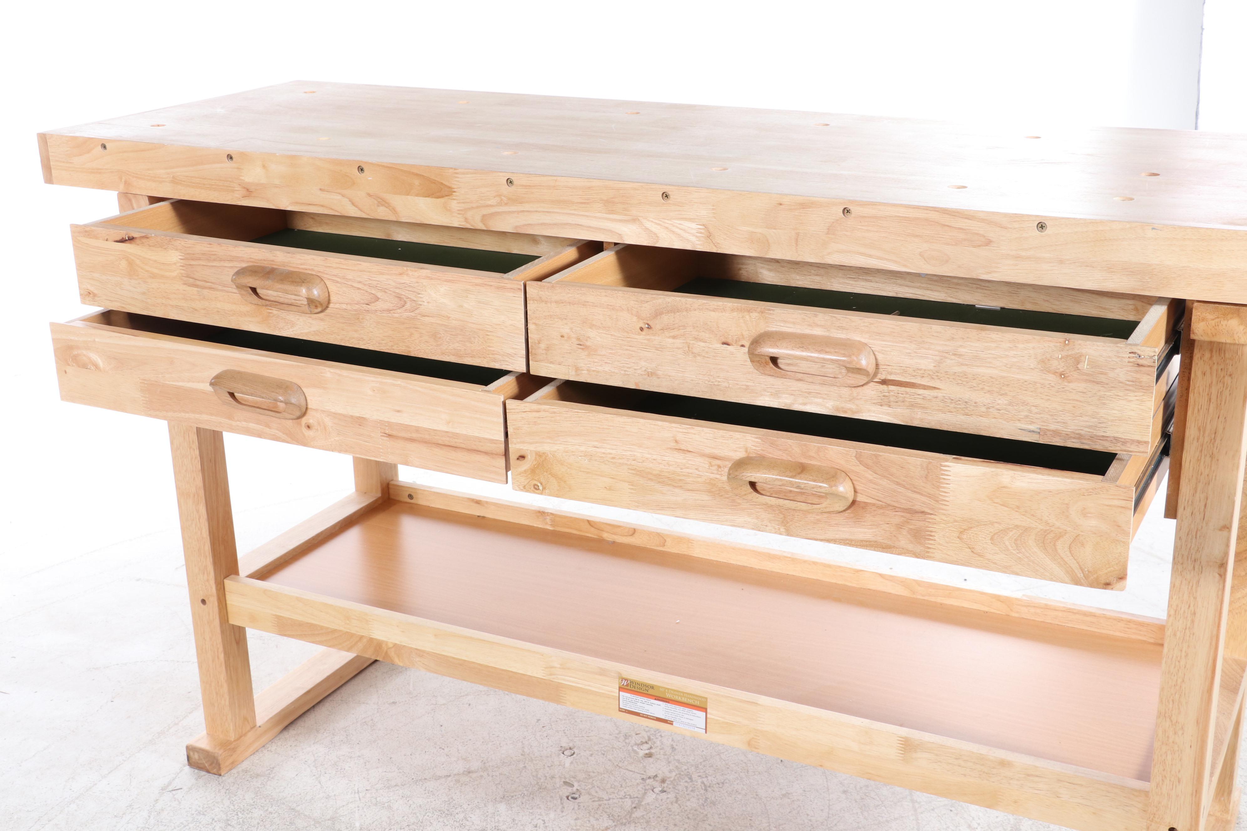 Windsor Design Hardwood Four-Drawer Workbench Plus Art Supplies