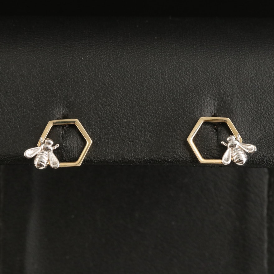 14K Honey Bee Stud Earrings