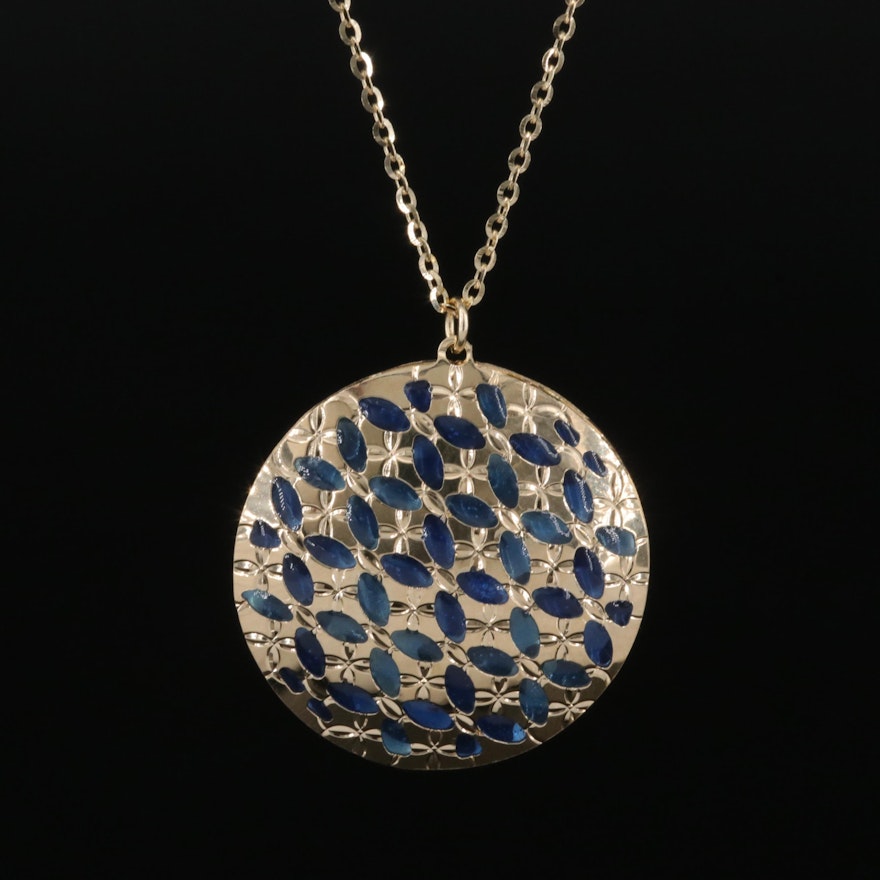 14K Openwork Circle Pendant Necklace