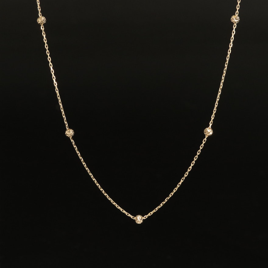 14K Station Cable Chain Necklace