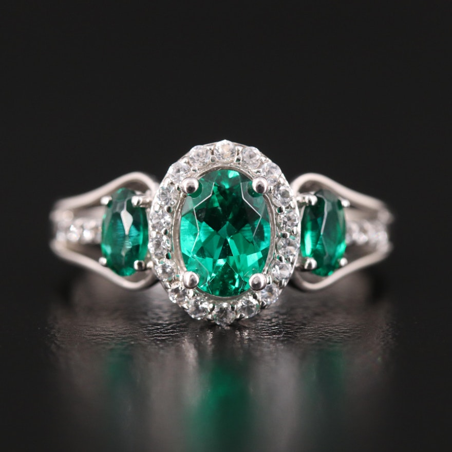 Sterling Emerald and Sapphire Ring