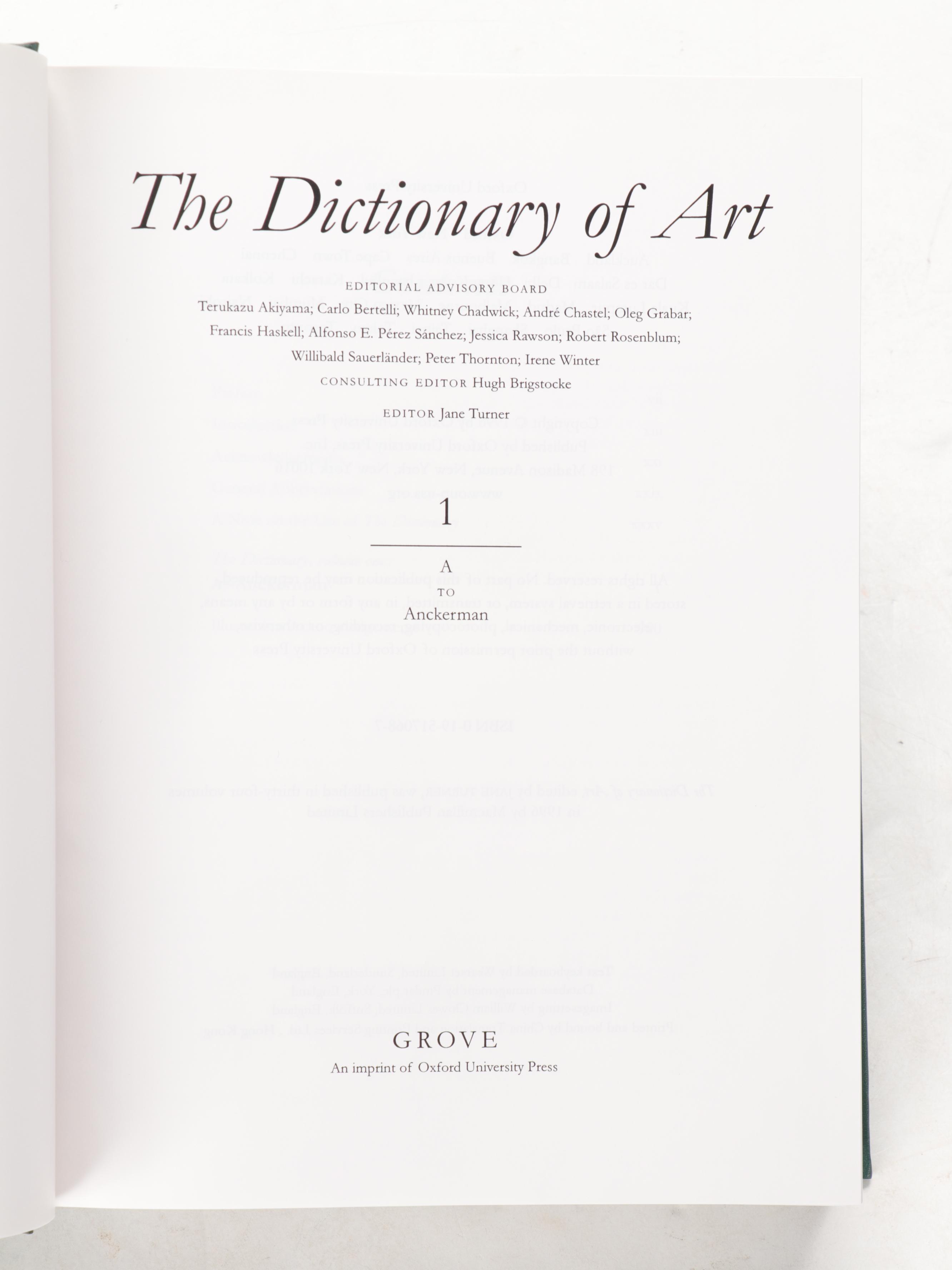 "The Dictionary of Art" Complete Set Edited by Jane Turner, 1996